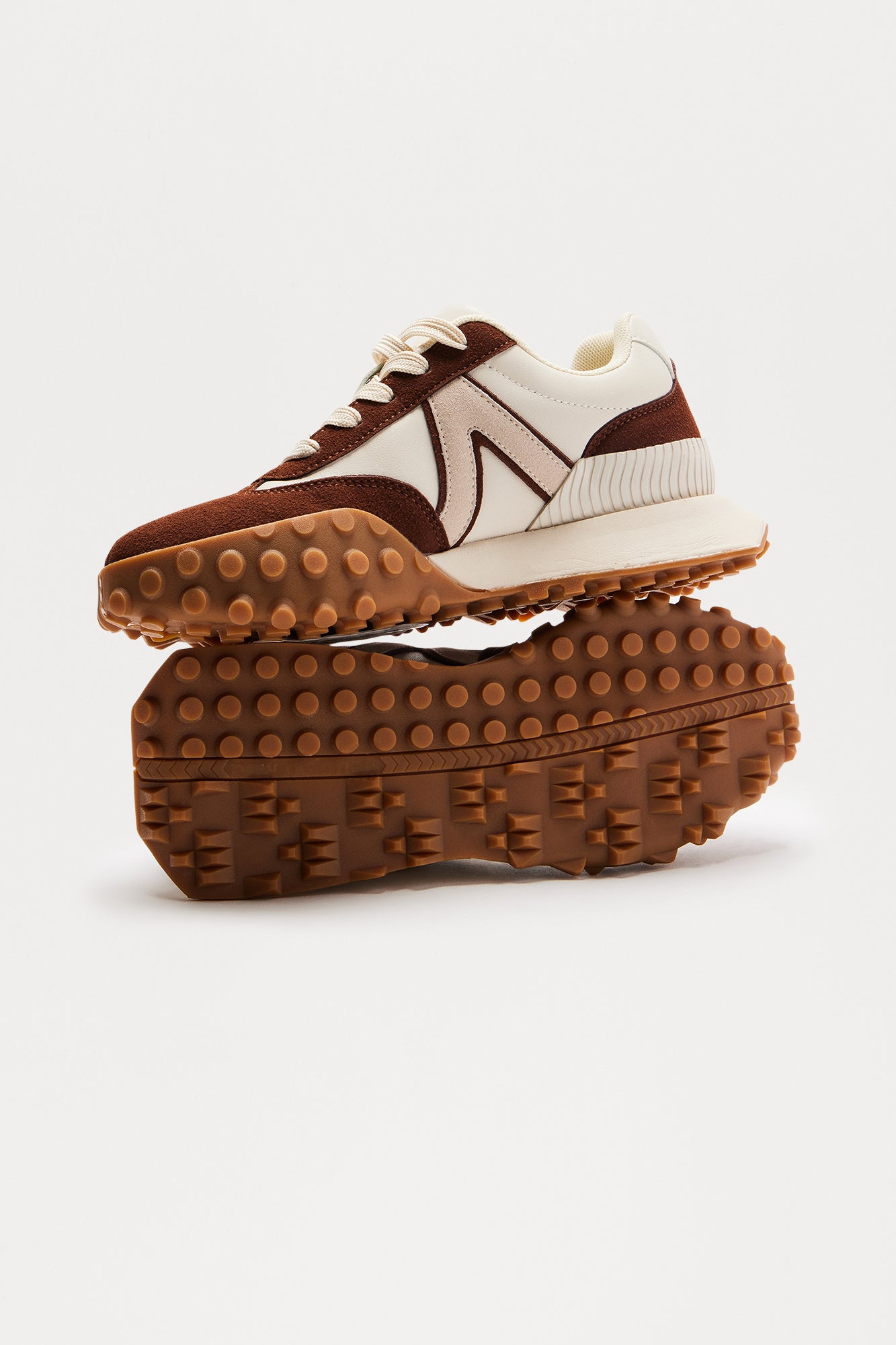 Riggs Lace Up Sneakers - Beige/Brown - Image 4