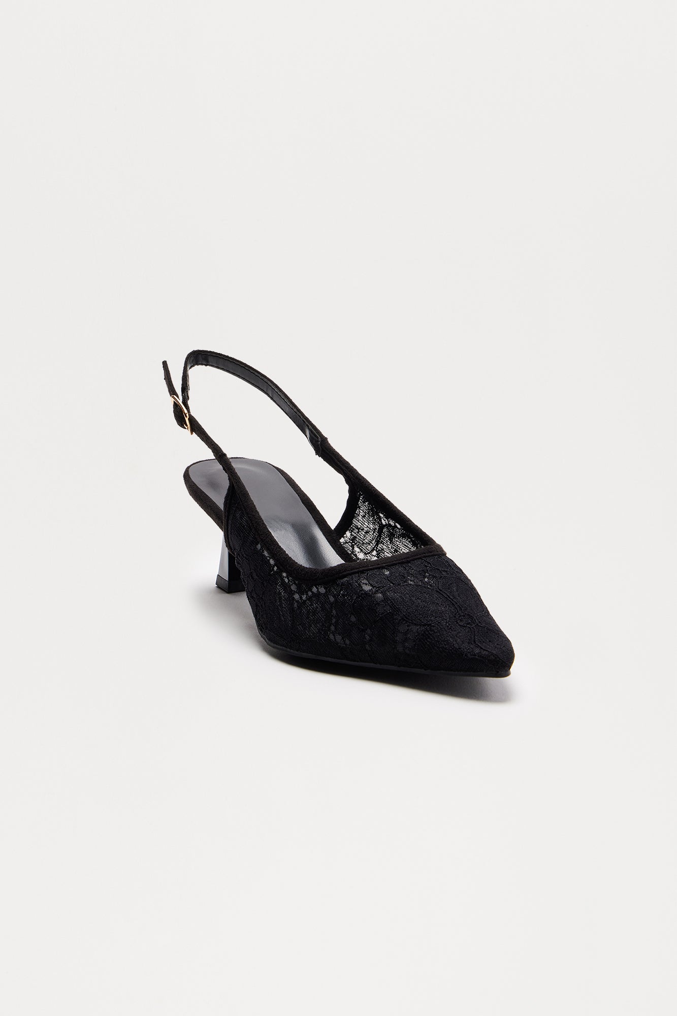 Arica Lace Slingback Pumps - Black - Image 3