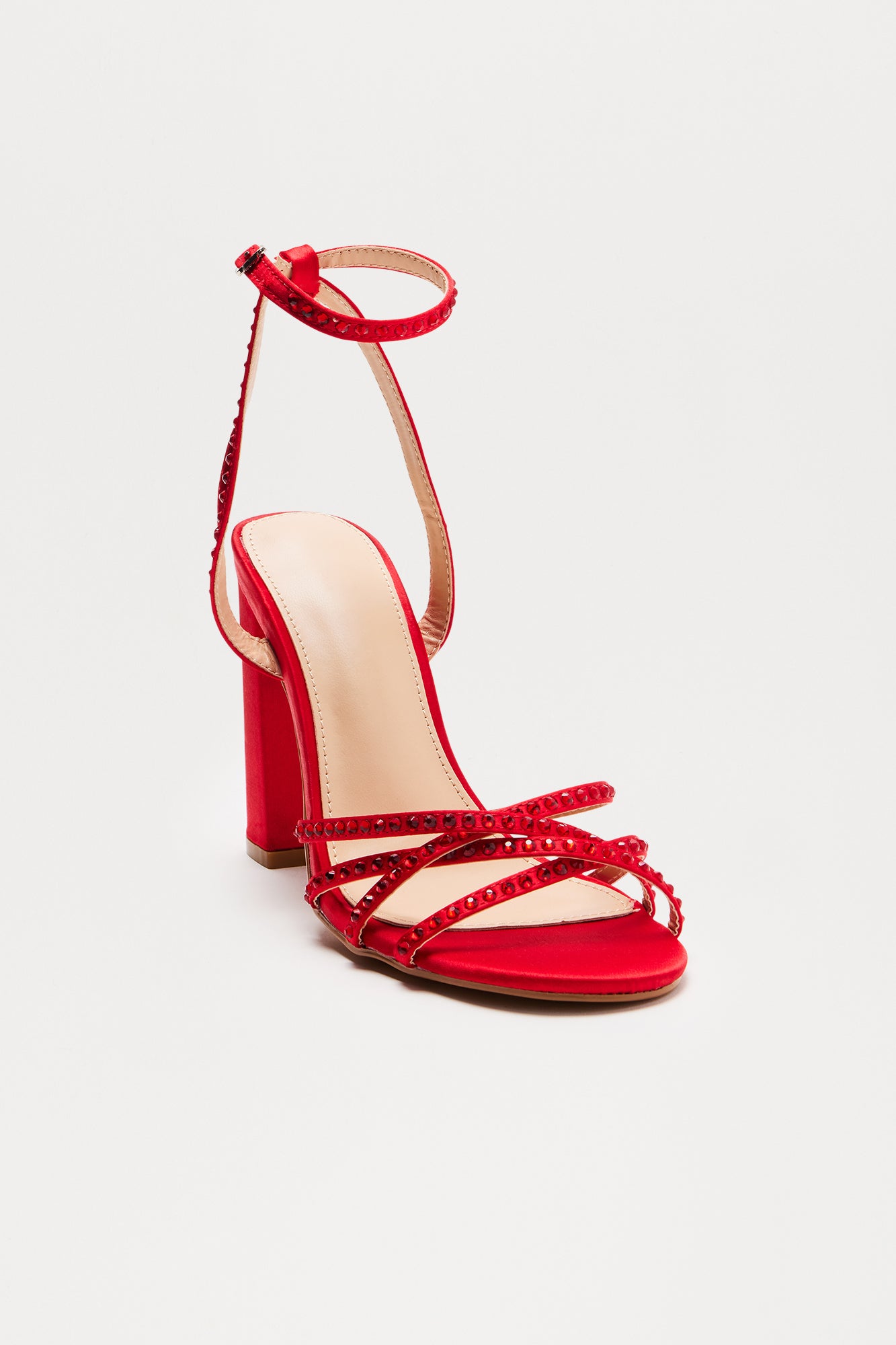 Viva Rhinestone Trim Heels - Red - Image 3