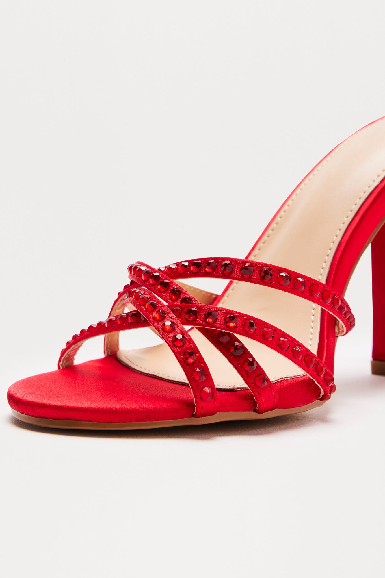 Viva Rhinestone Trim Heels - Red - Image 4
