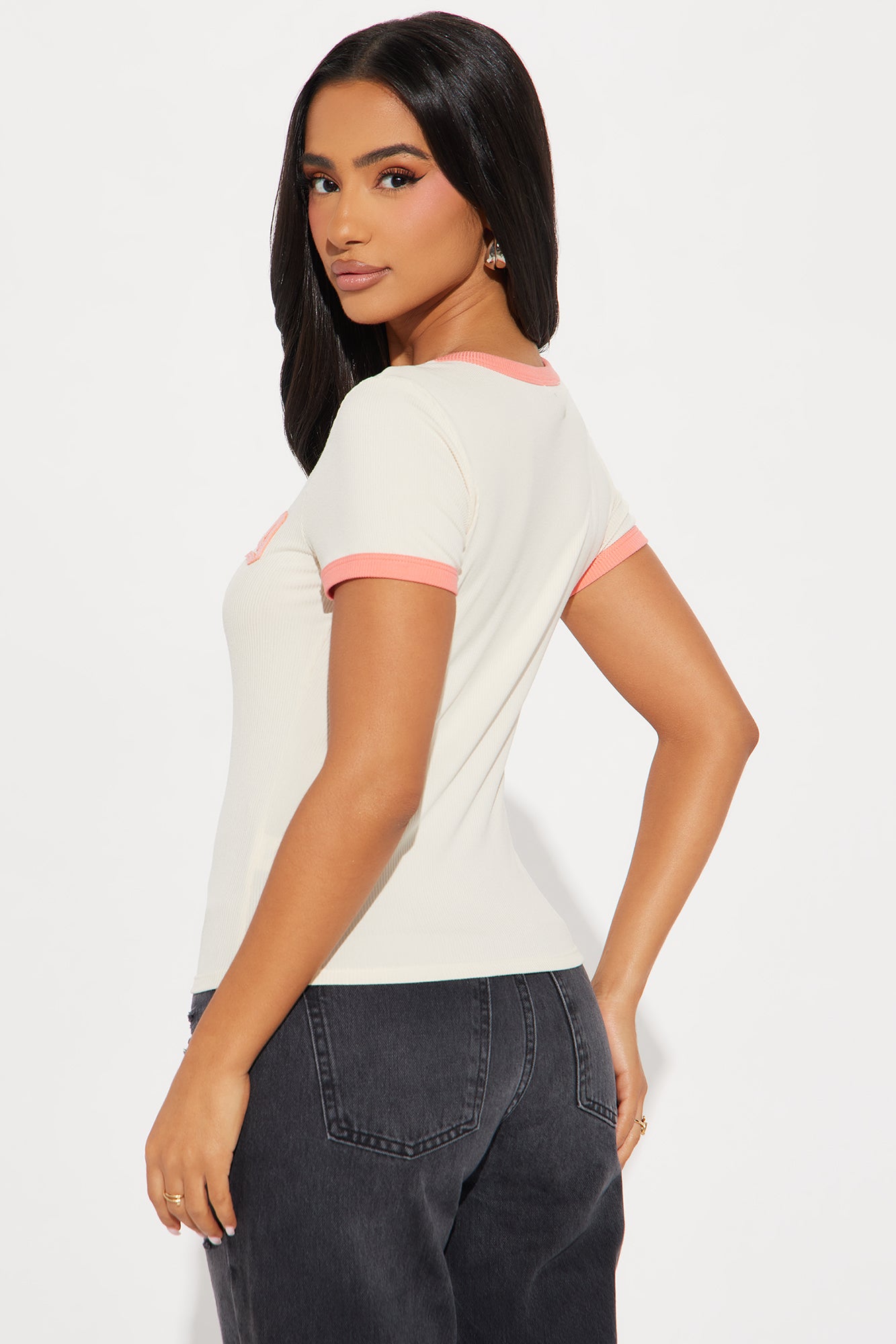 90's Baby Ringer Tee - Tan - Image 4