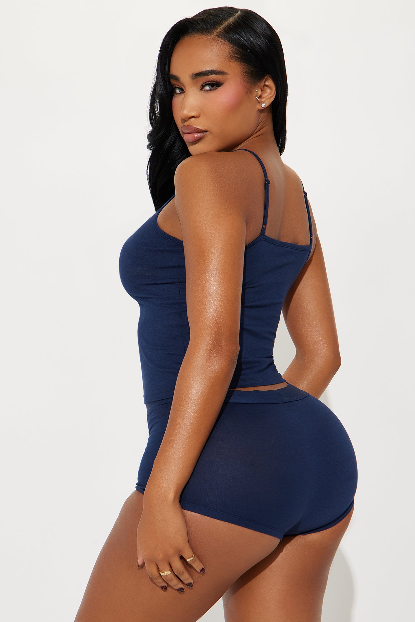 FN Mood PJ Boxer Short Set - Navy - Image 3