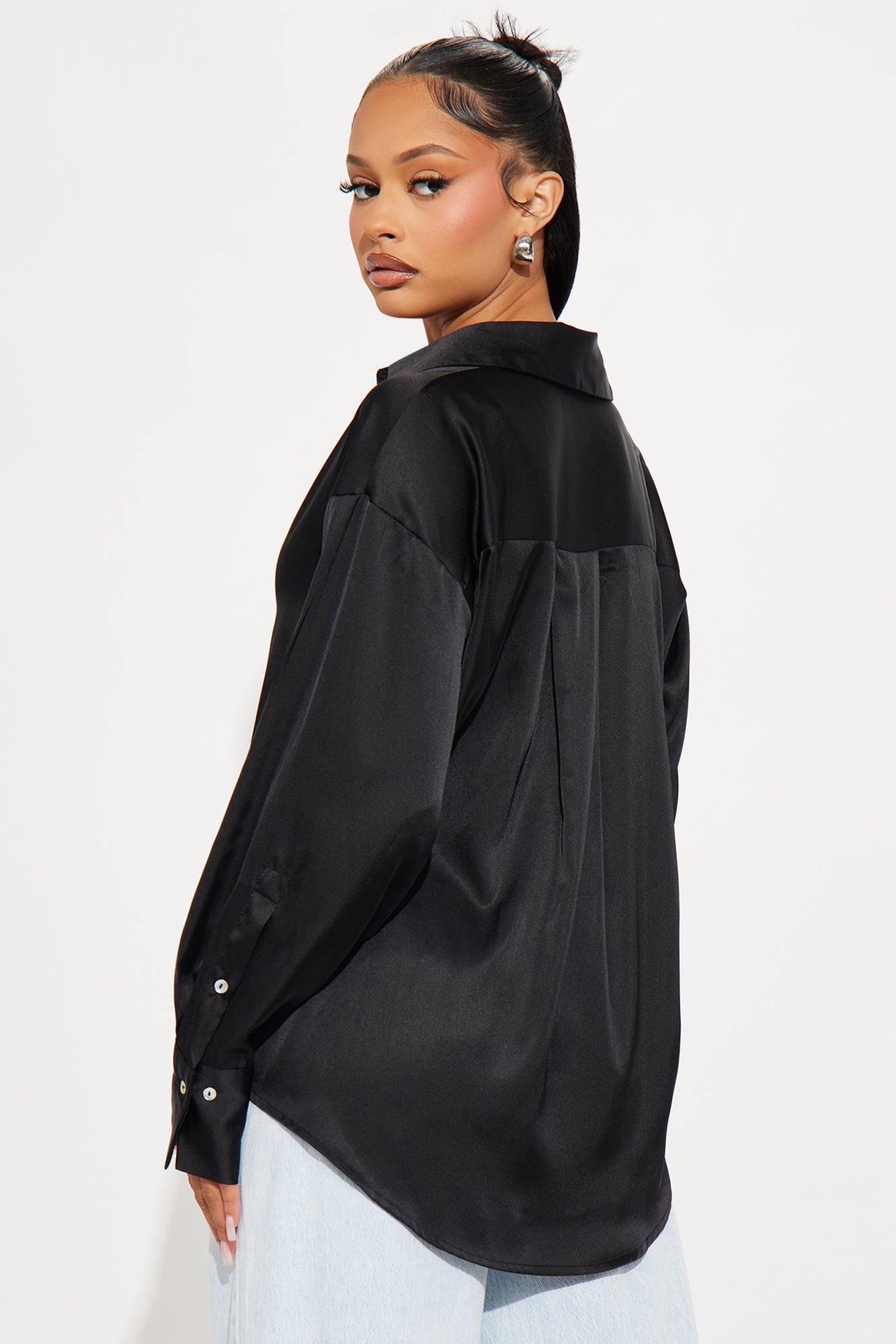 Bayside Chillin' Satin Shirt - Black - Image 3