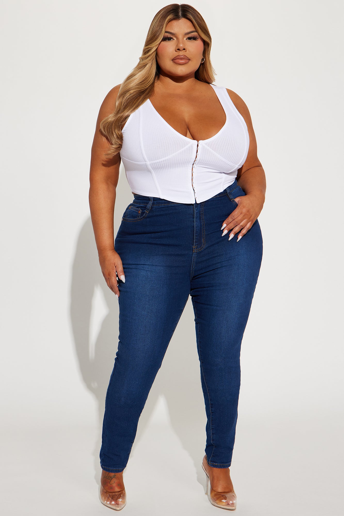 Natalie Ribbed Corset Top - White - Image 5