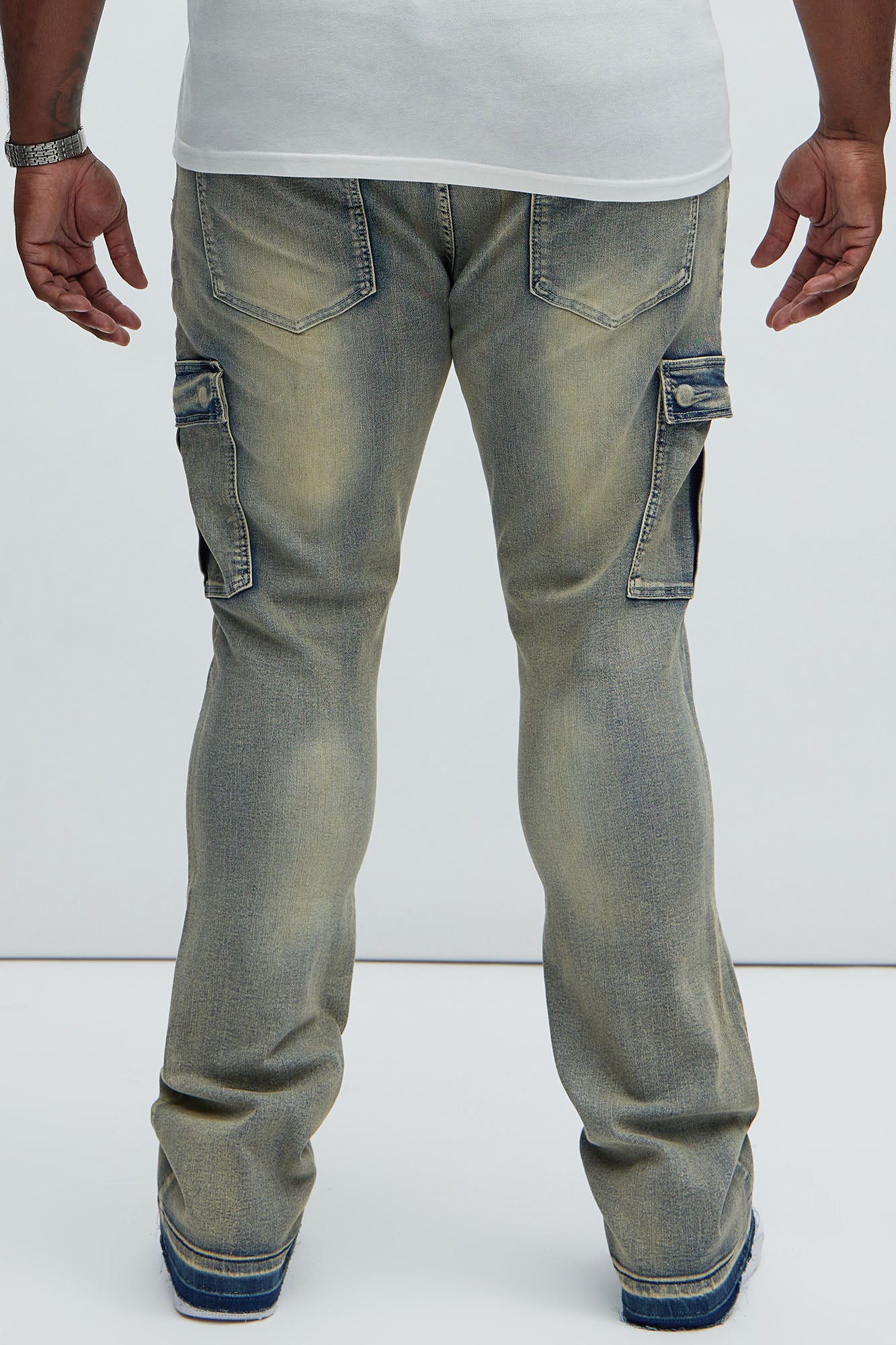 Ruthless Embroidered Stacked Skinny Cargo Flare Jeans - Medium Wash - Image 9