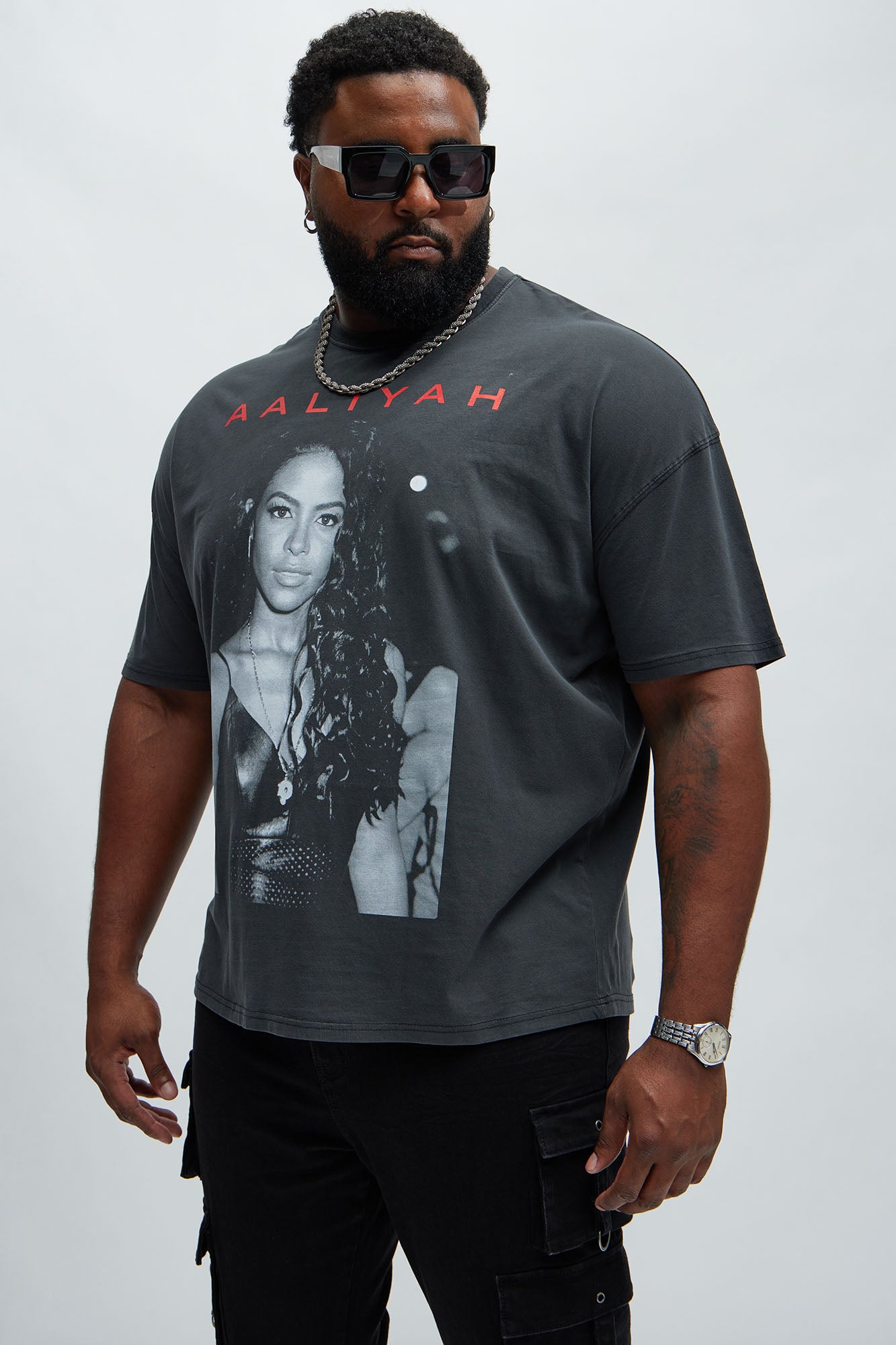 Aaliyah Oversized Short Sleeve Tee - Black - Image 4