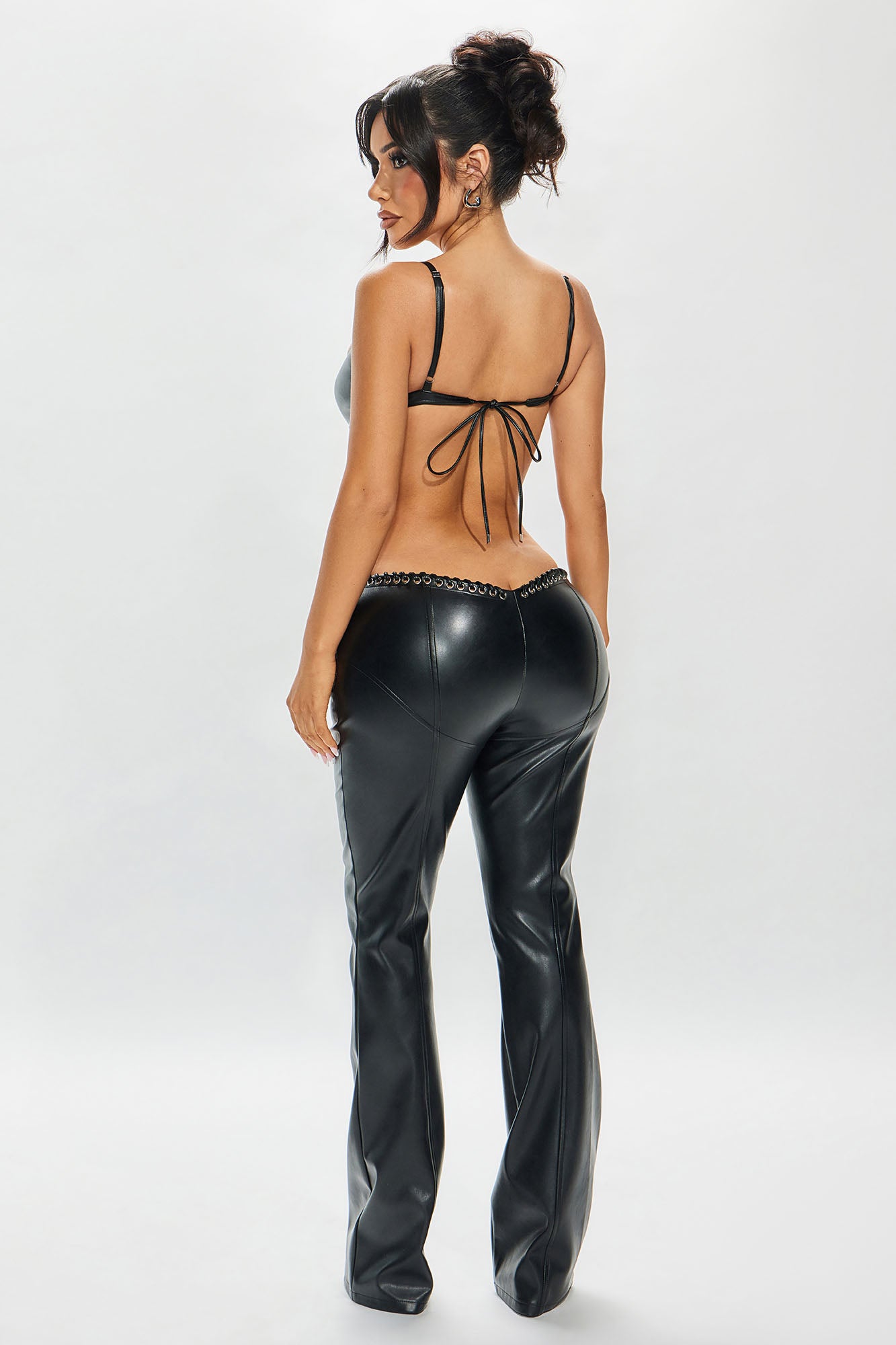 Vivienne Faux Leather Lace Up Pant - Black - Image 4