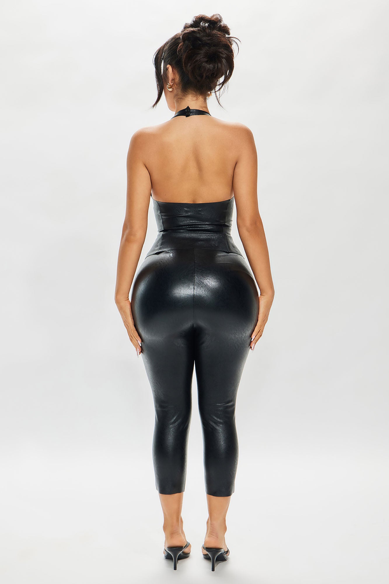 Kiss & Don't Tell Faux Leather Corset Top - Black - Image 5
