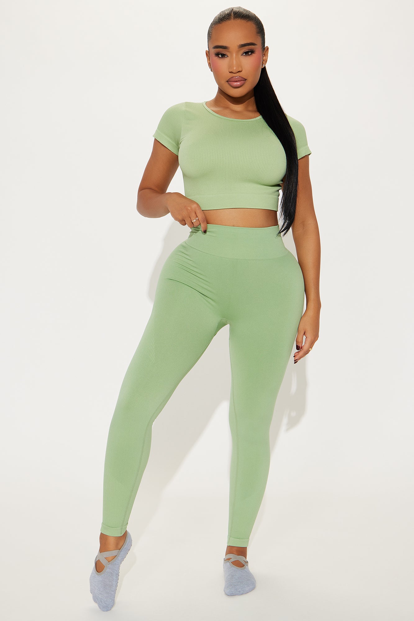 Breathe Through It Effortless Seamless Active Top - Sage - Image 3