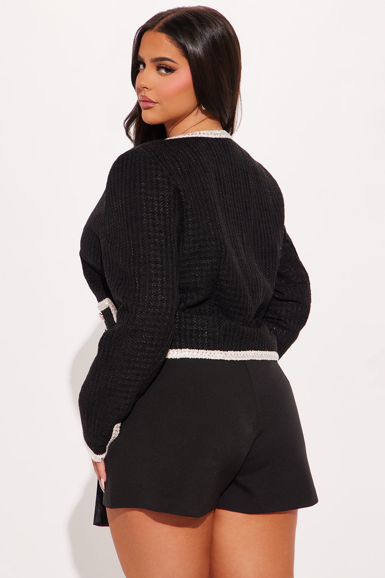 Timeless Beauty Tweed Blazer Top - Black - Image 6