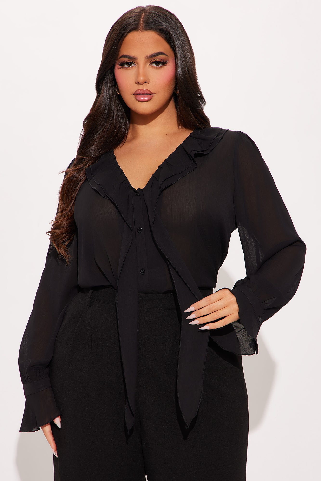 Zephyra Ruffle Top - Black - Image 5