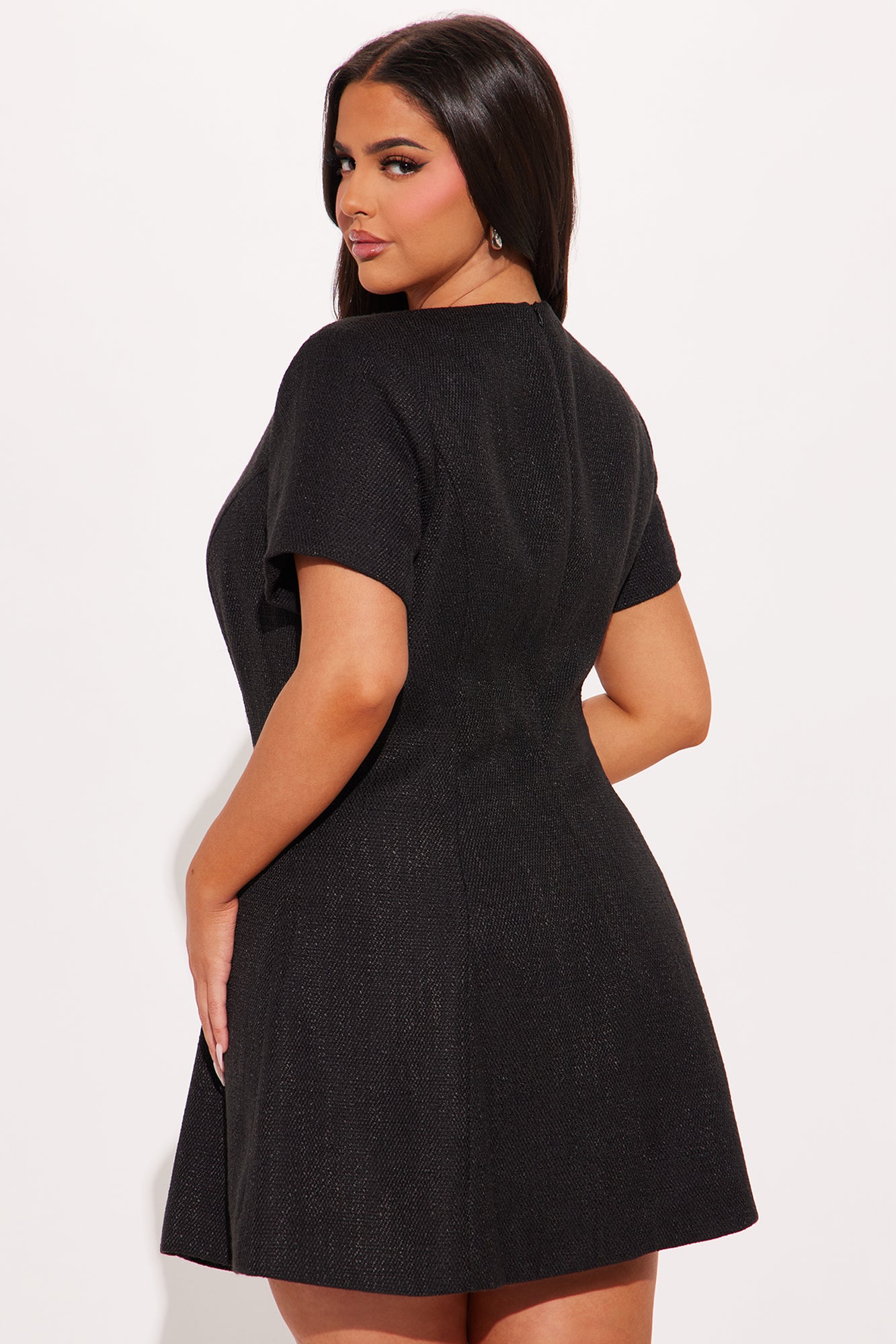 Alora Tweed Mini Dress - Black - Image 8