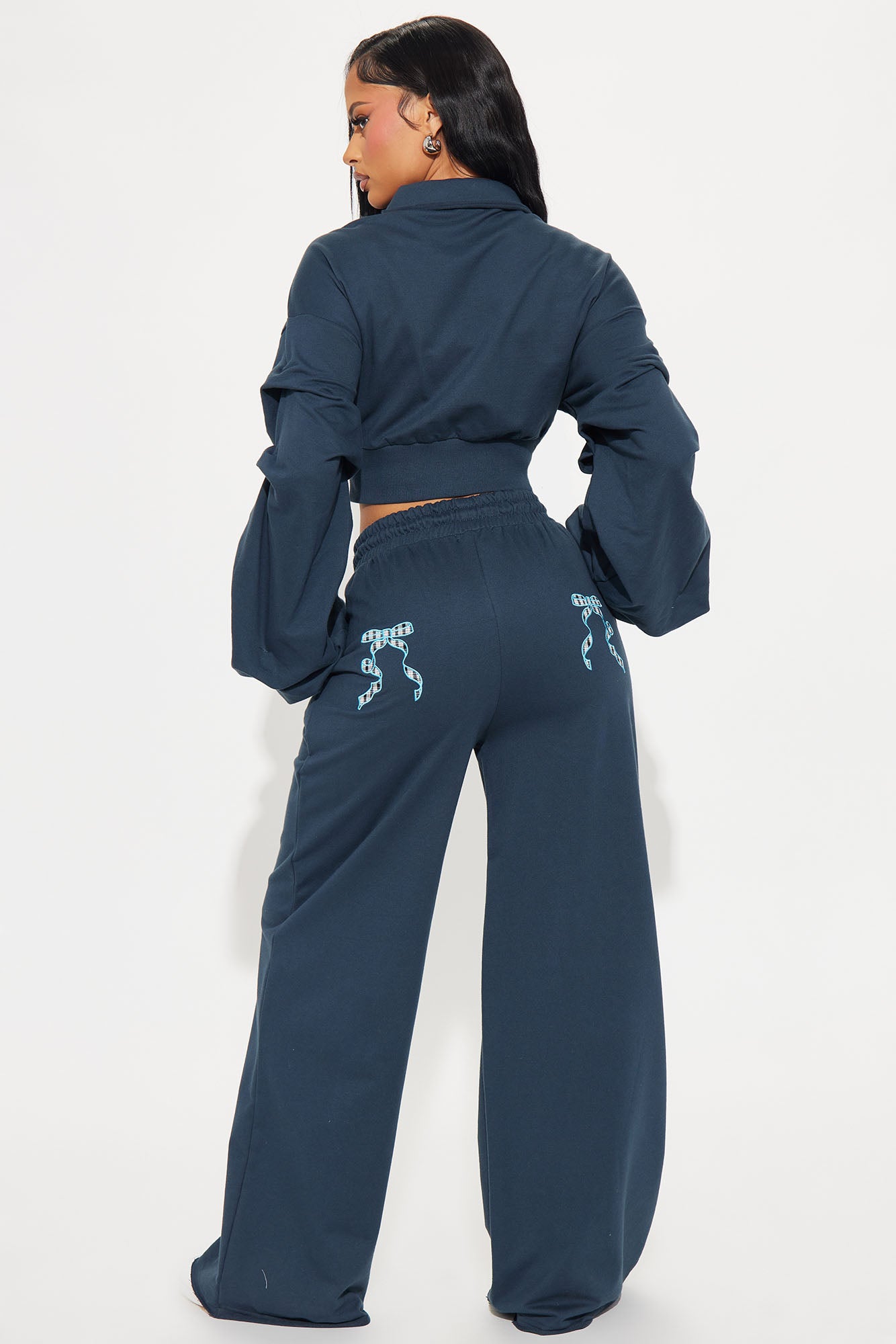 Keep It Preppy Polo Sweatsuit Set - Navy - Image 3