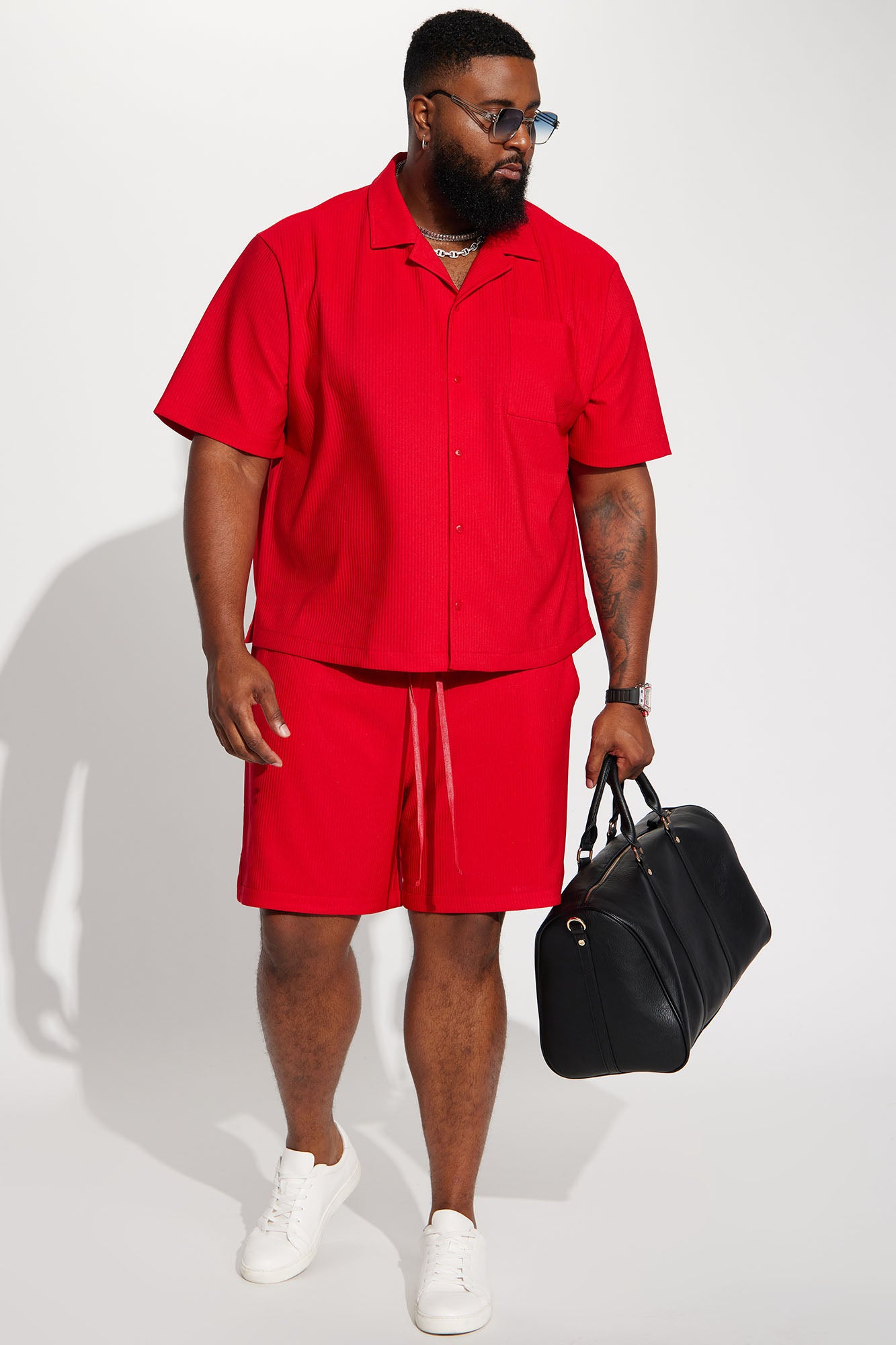 Show Up Short Sleeve Cuban Shirt - Red - Image 6