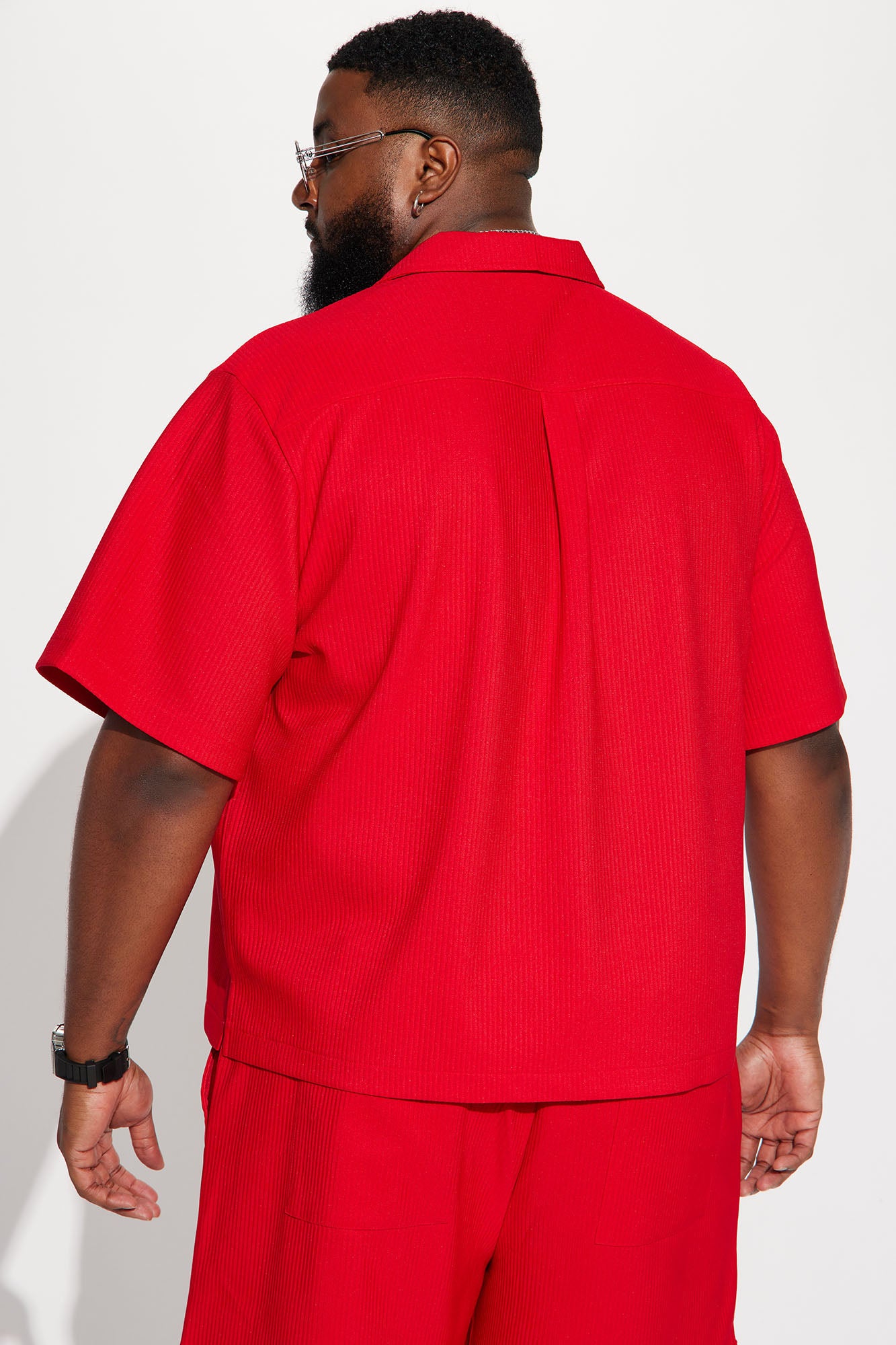 Show Up Short Sleeve Cuban Shirt - Red - Image 7