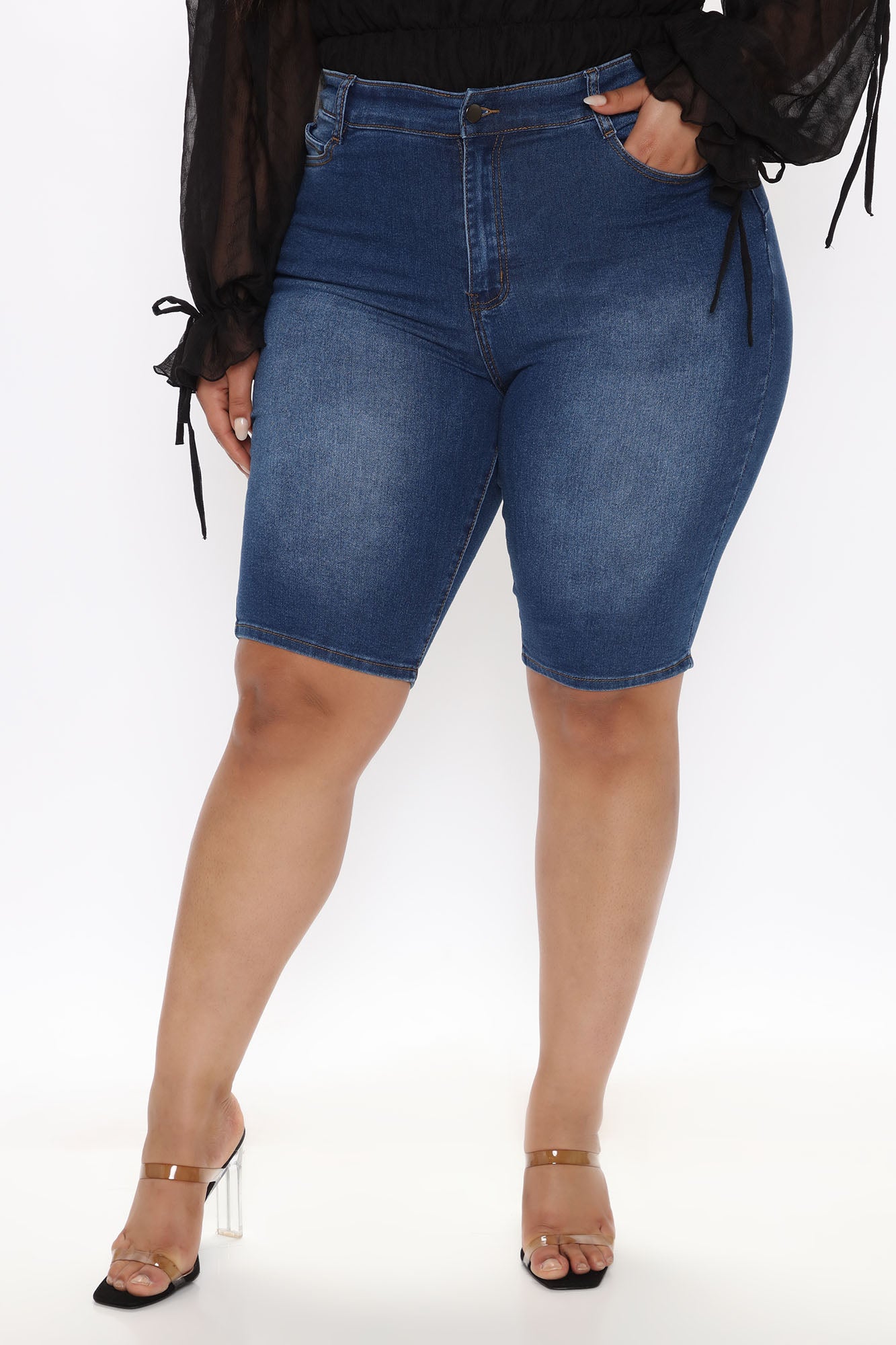 Cataliya Booty Lifting Denim Bermudas - Dark Wash - Image 6