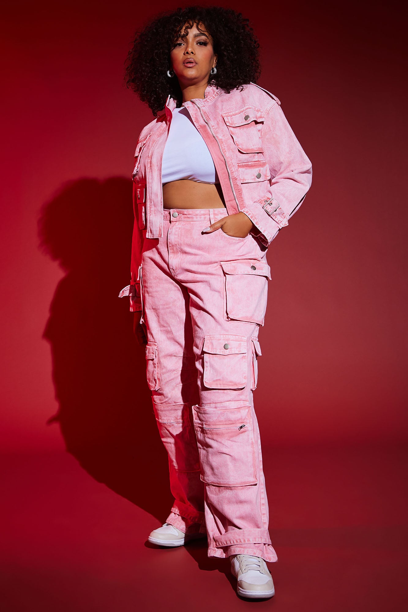 Billie Low Slung Cargo Jeans - Pink - Image 8