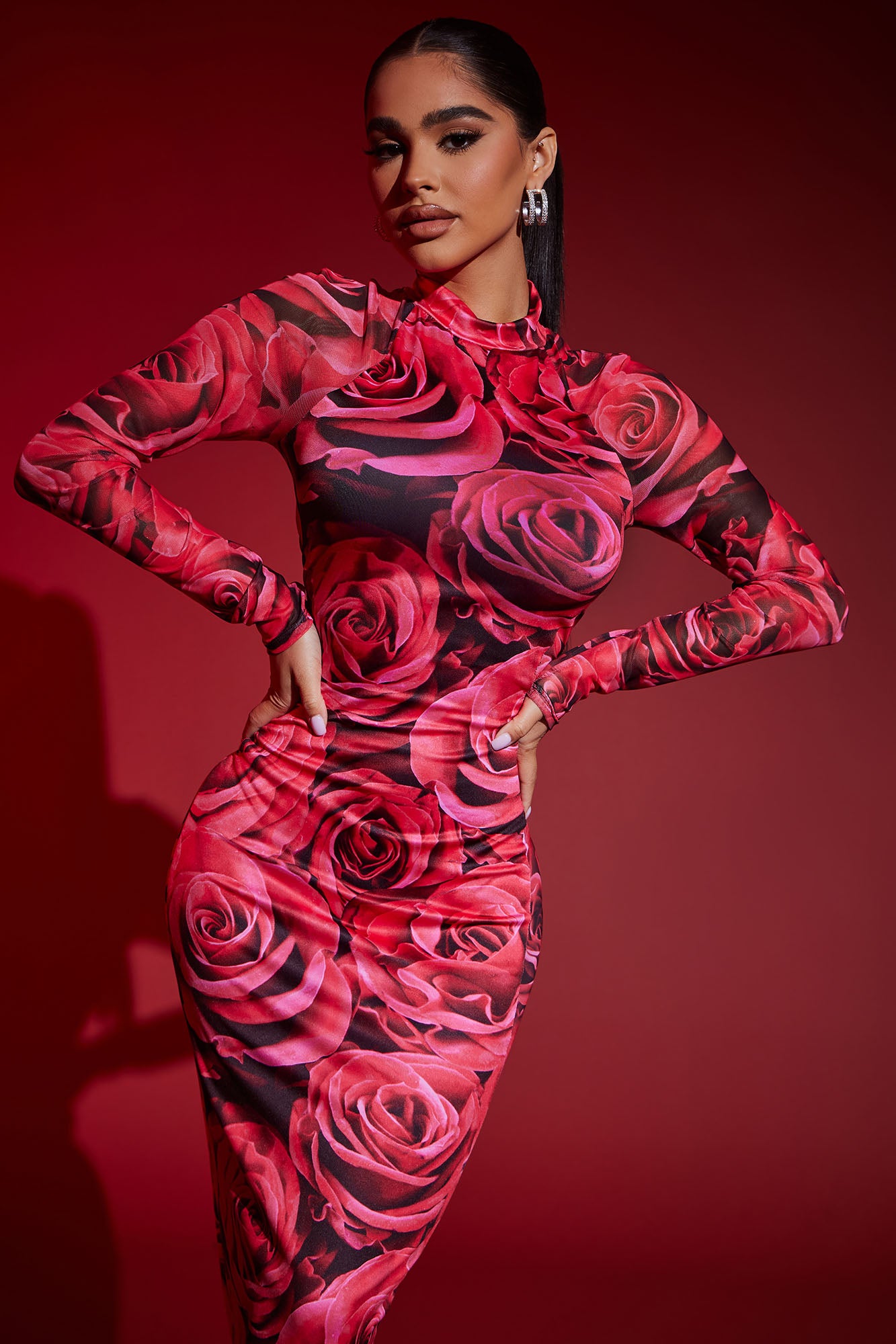 Smell The Roses Maxi Dress - Red/combo - Image 3