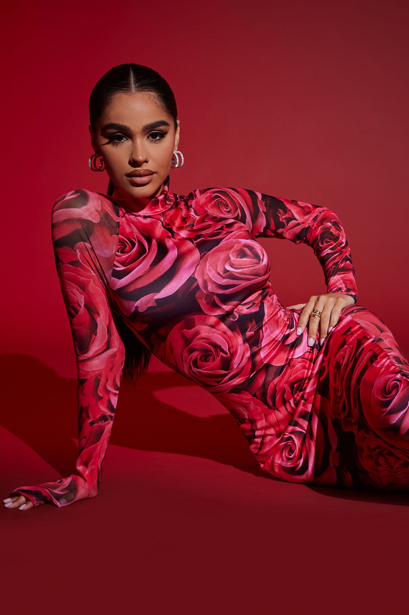 Smell The Roses Maxi Dress - Red/combo - Image 4