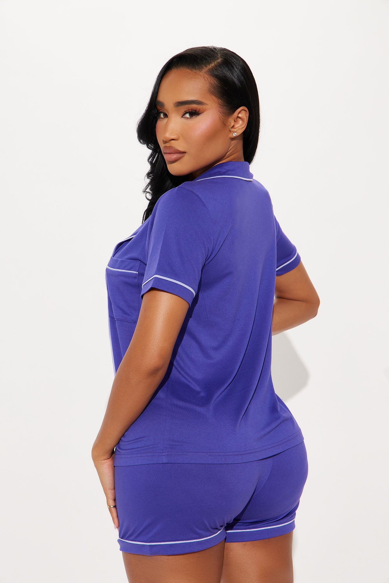 Bedtime Routine 3 Piece PJ Short Set - Navy - Image 5