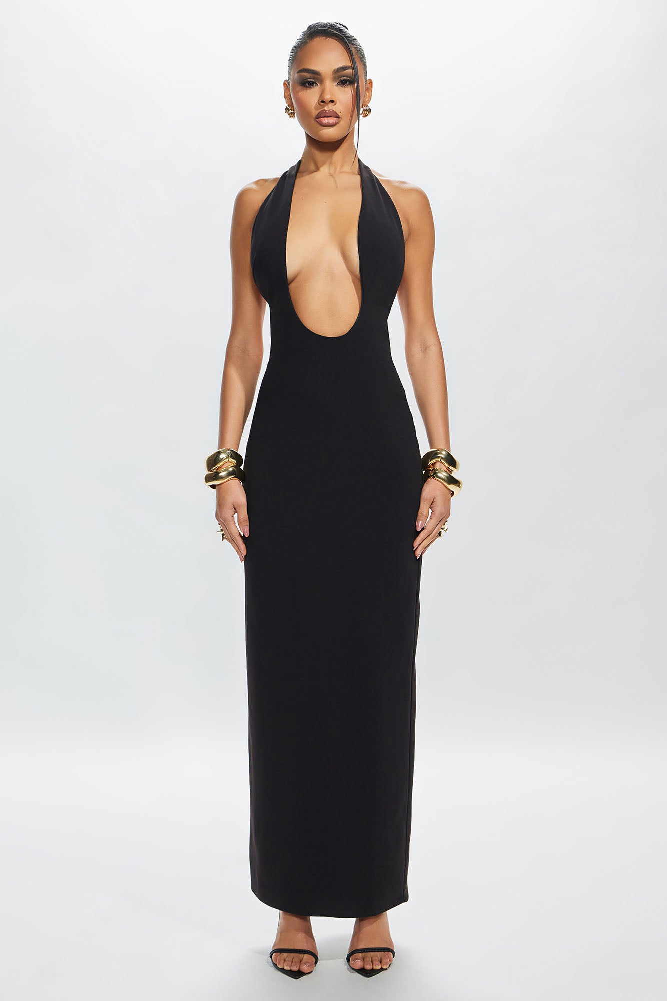 Isabella Plunge Maxi Dress - Black - Image 7