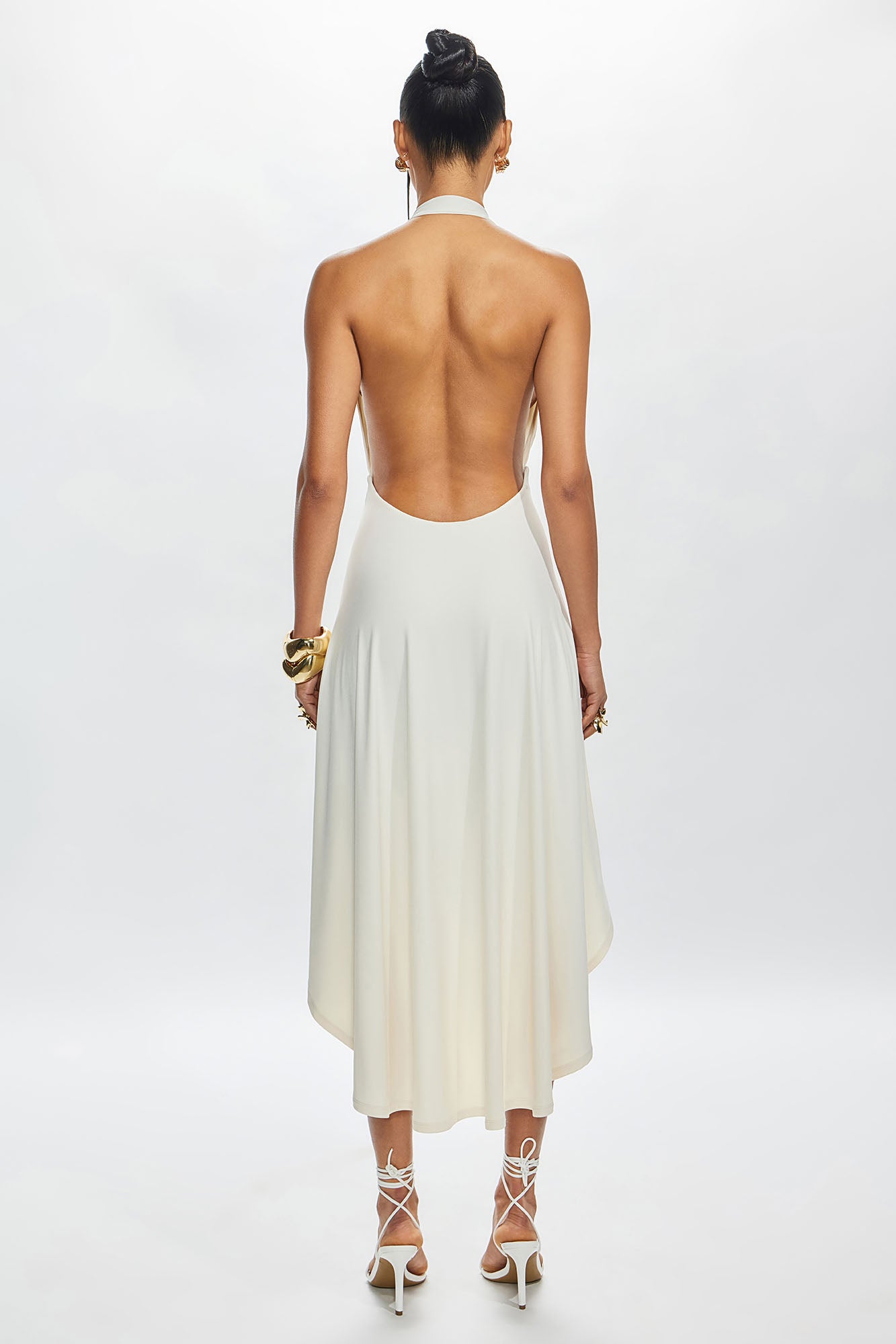 Harper High Low Mini Dress - Cream - Image 9