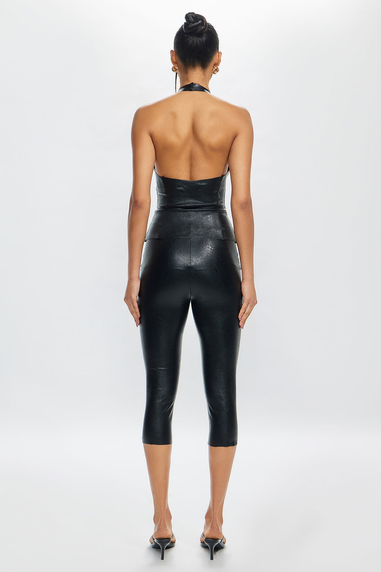 Kiss & Don't Tell Faux Leather Corset Top - Black - Image 9