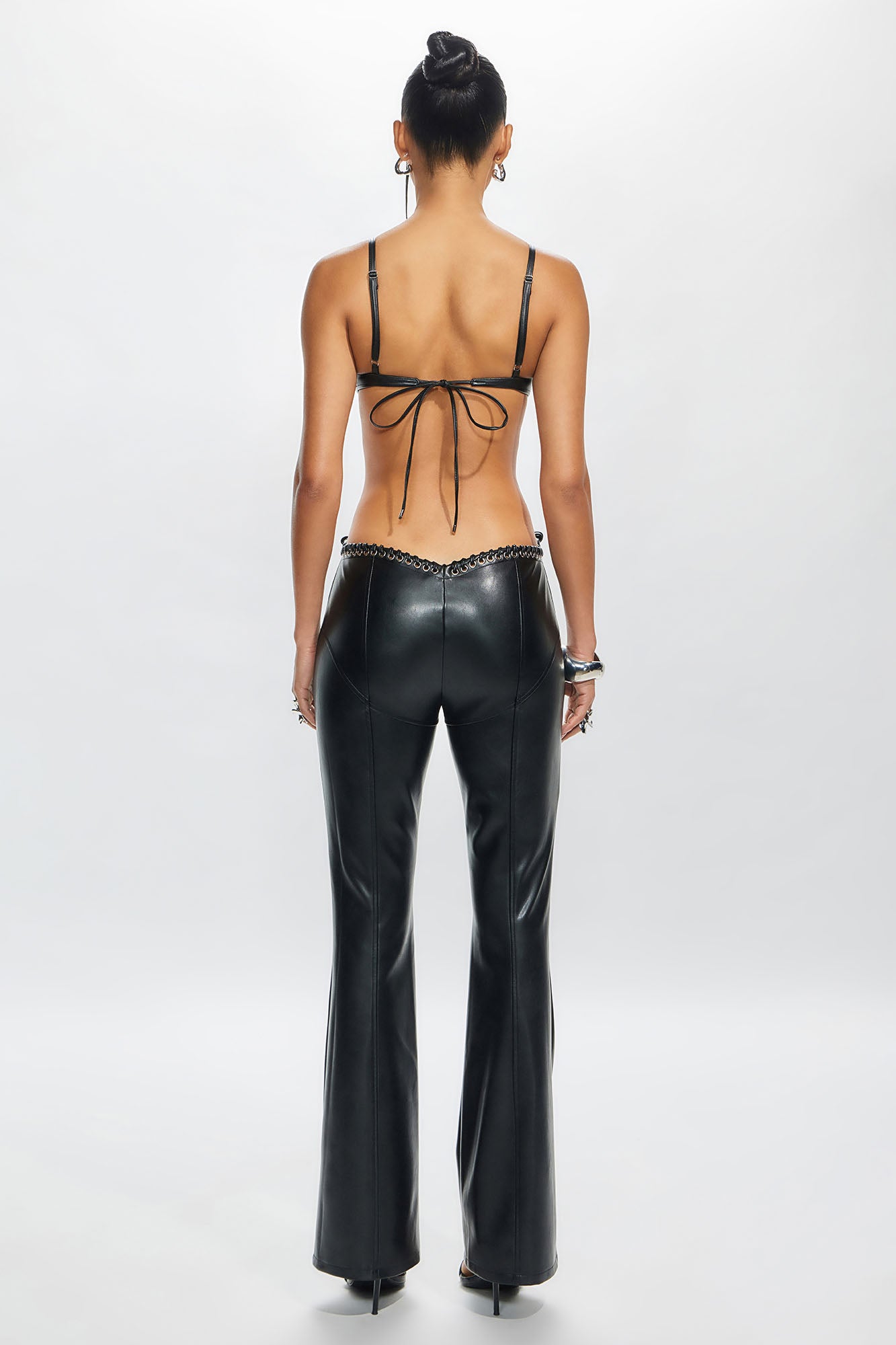 Vivienne Faux Leather Lace Up Pant - Black - Image 14