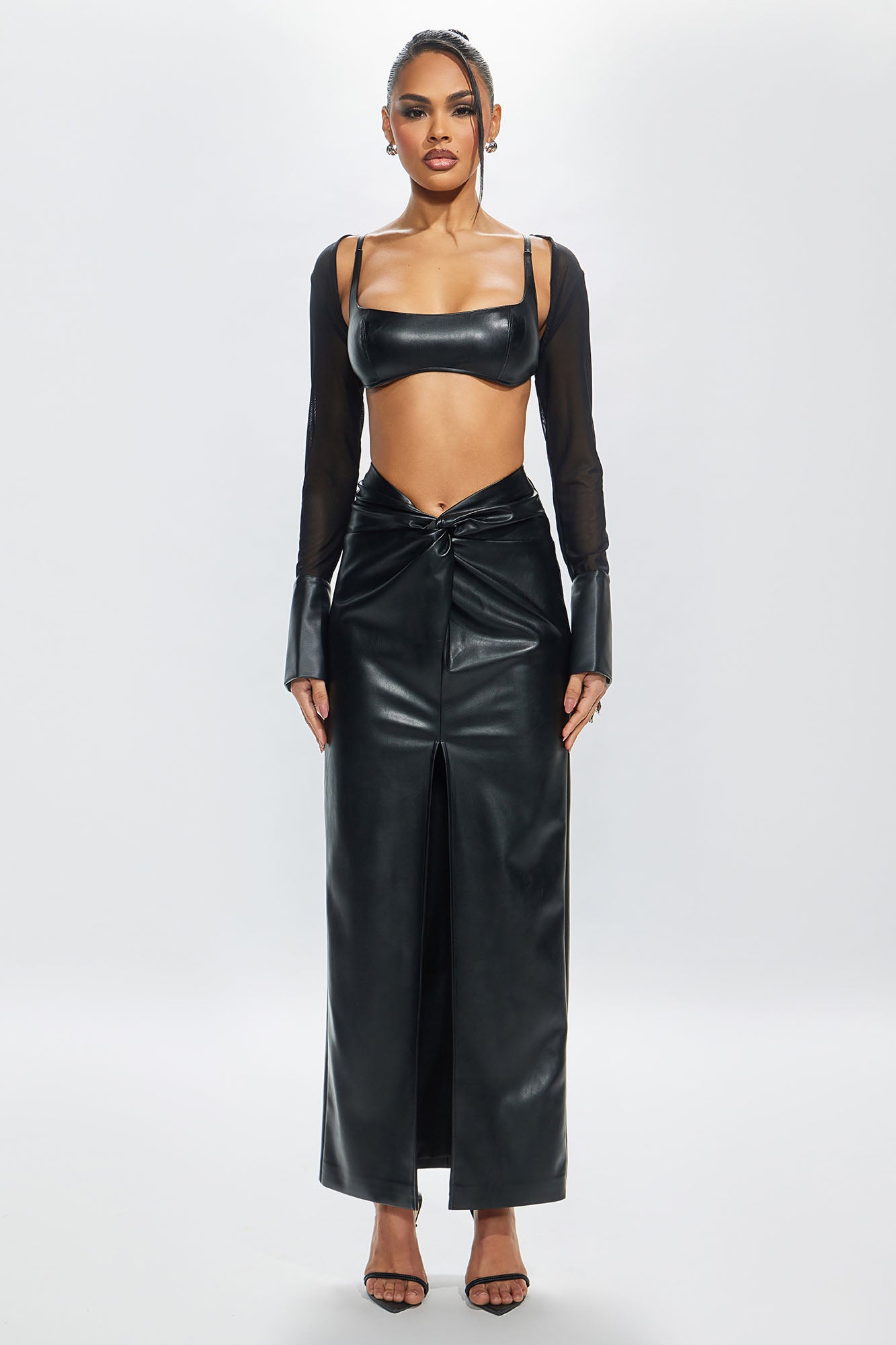 Estelle Faux Leather Maxi Skirt - Black - Image 6