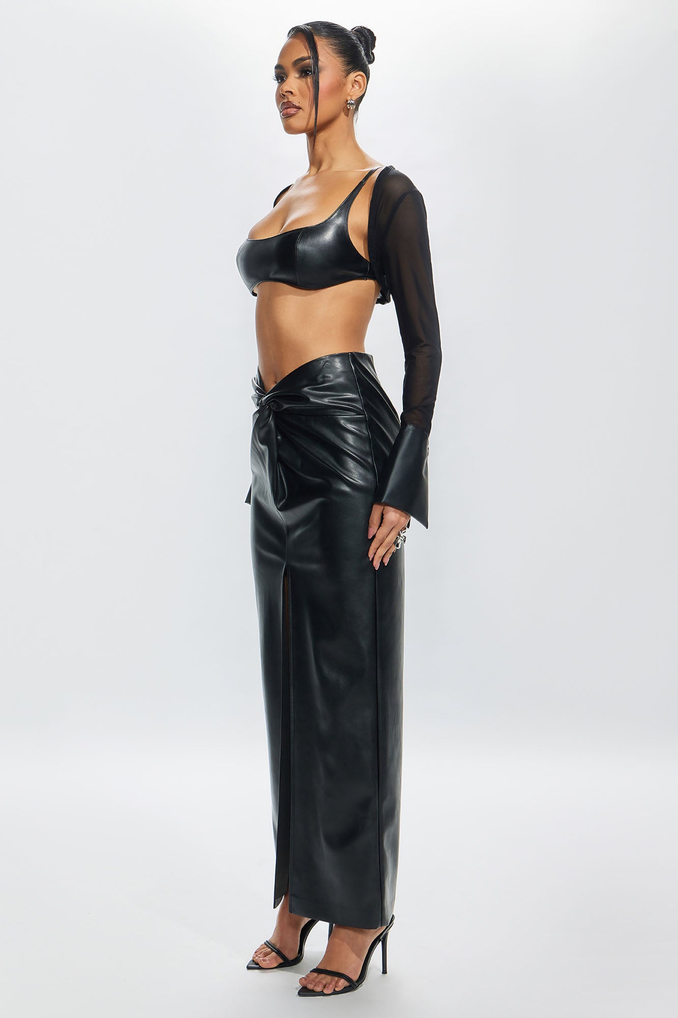 Estelle Faux Leather Maxi Skirt - Black - Image 7
