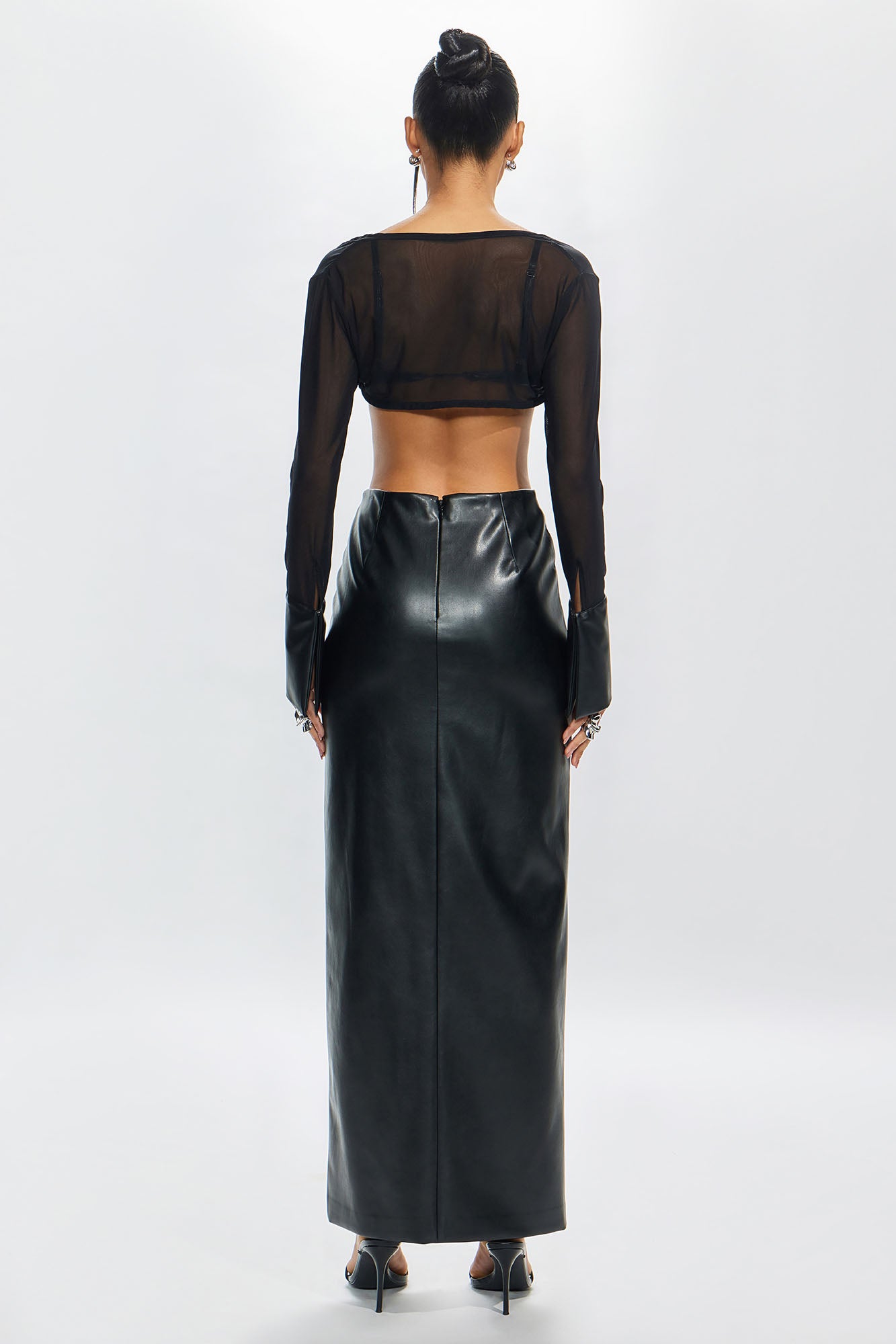 Estelle Faux Leather Maxi Skirt - Black - Image 8