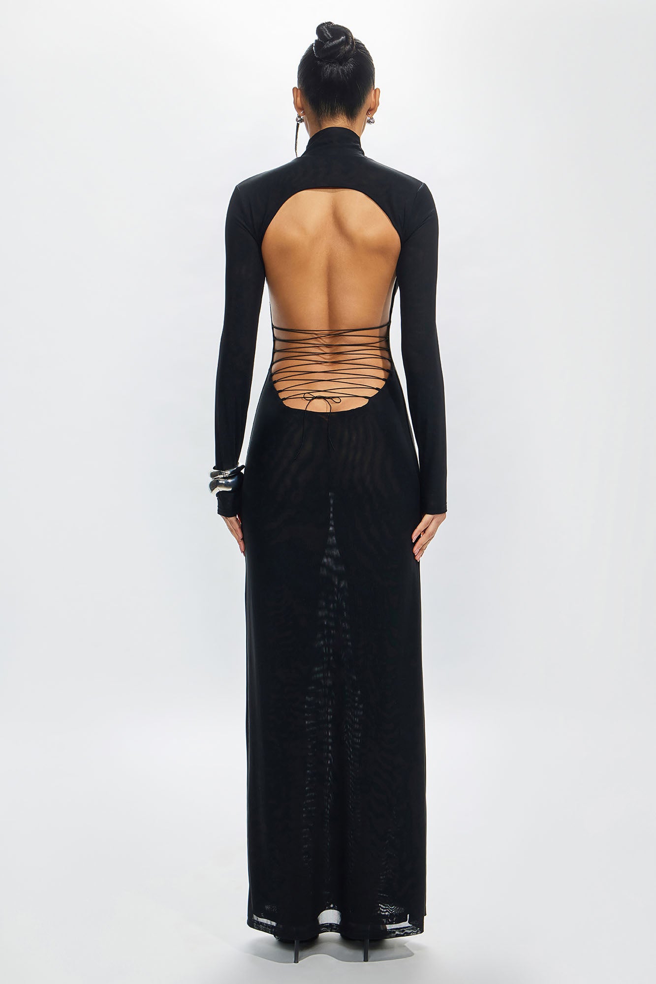 Suki Open Back Maxi Dress - Black - Image 9