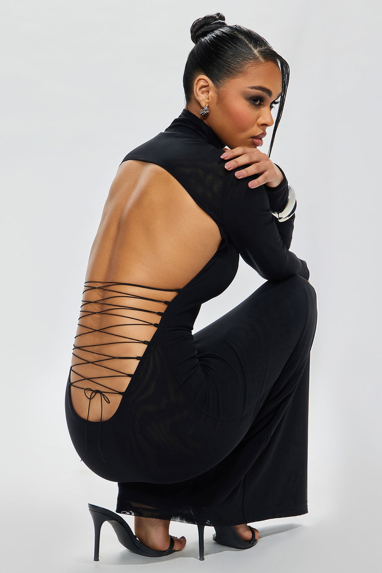 Suki Open Back Maxi Dress - Black - Image 8