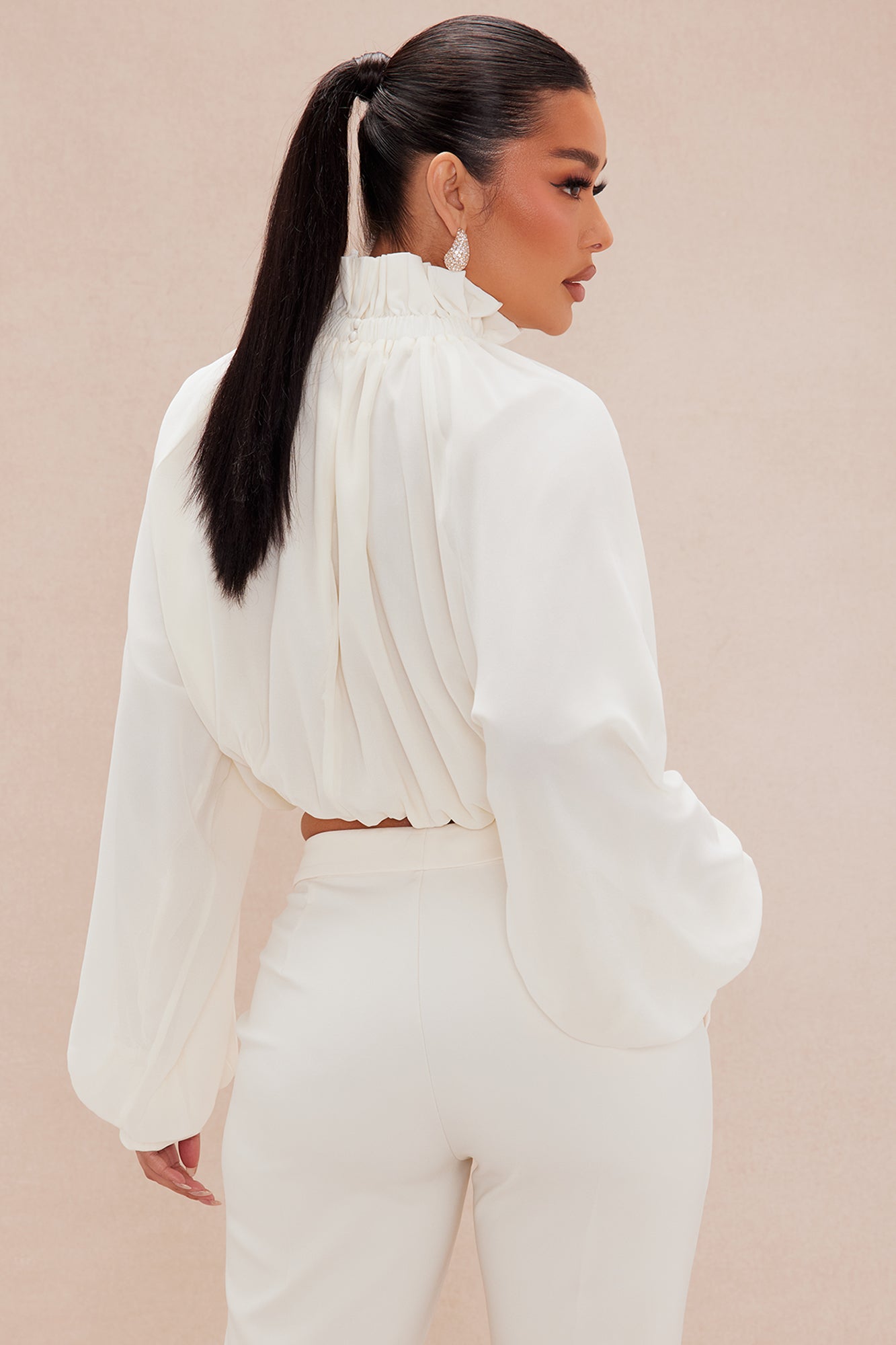 Ericka Chiffon Blouse - Cream - Image 4