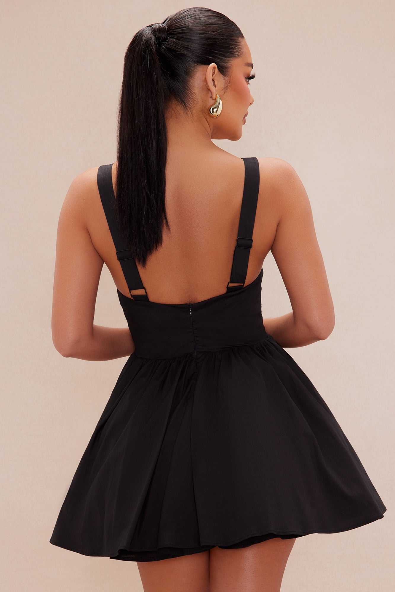 Piper Poplin A Line Mini Dress - Black - Image 4