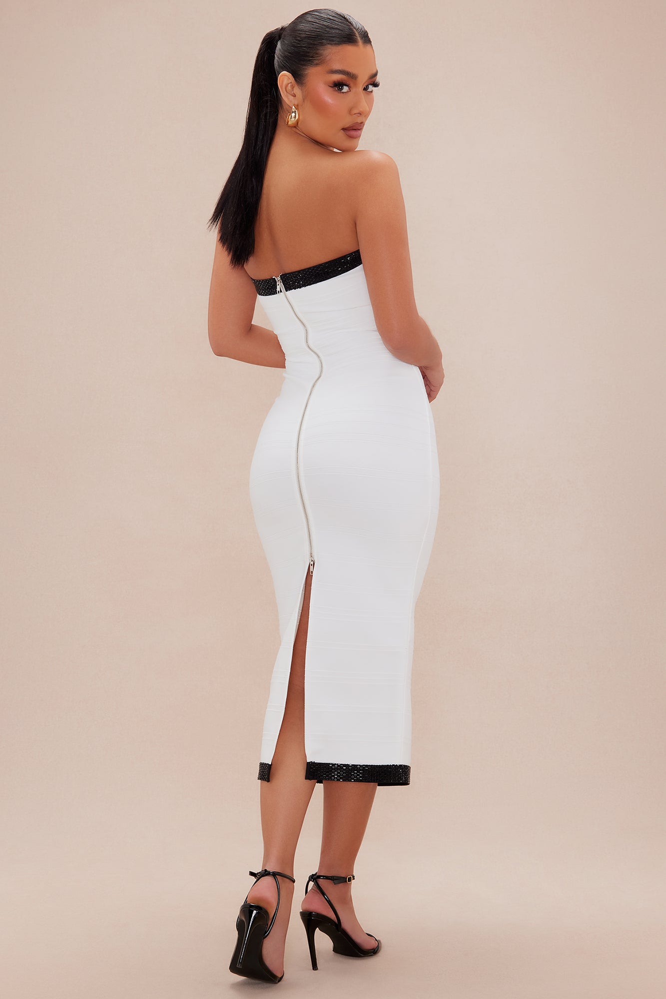 Brooklyn Bandage Midi Dress - White - Image 4