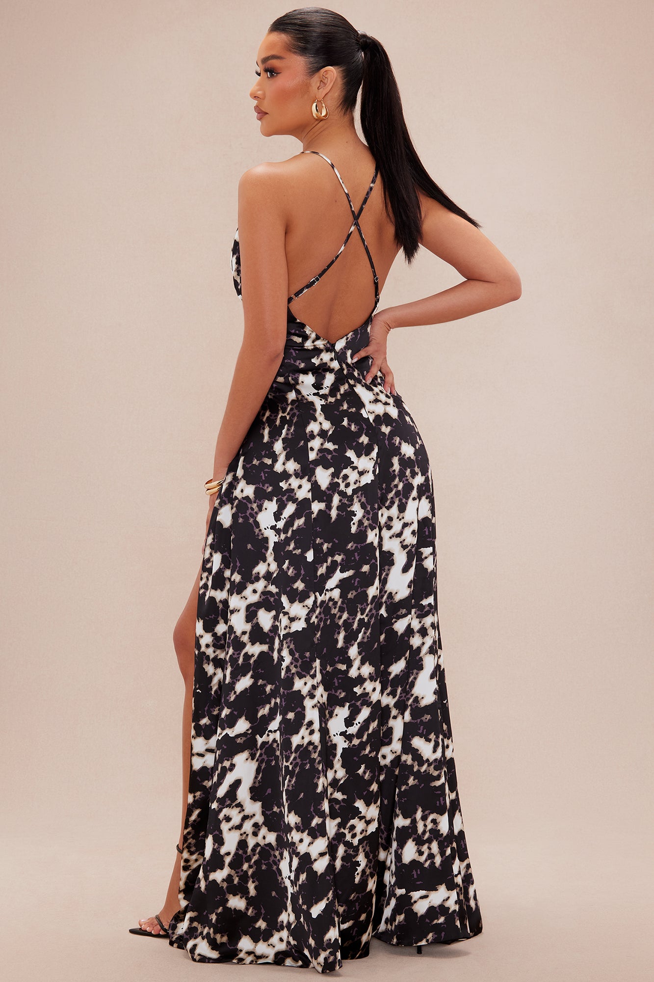 Reagan Satin Maxi Dress - Black/combo - Image 4