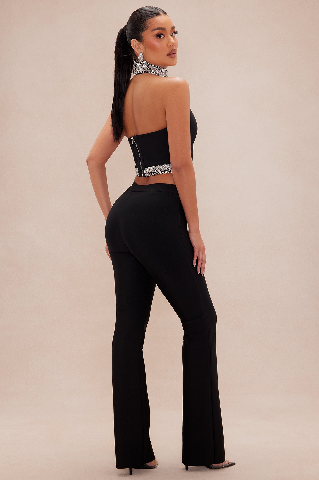 Vanessa Embellished Bandage Pant Set - Black - Image 4