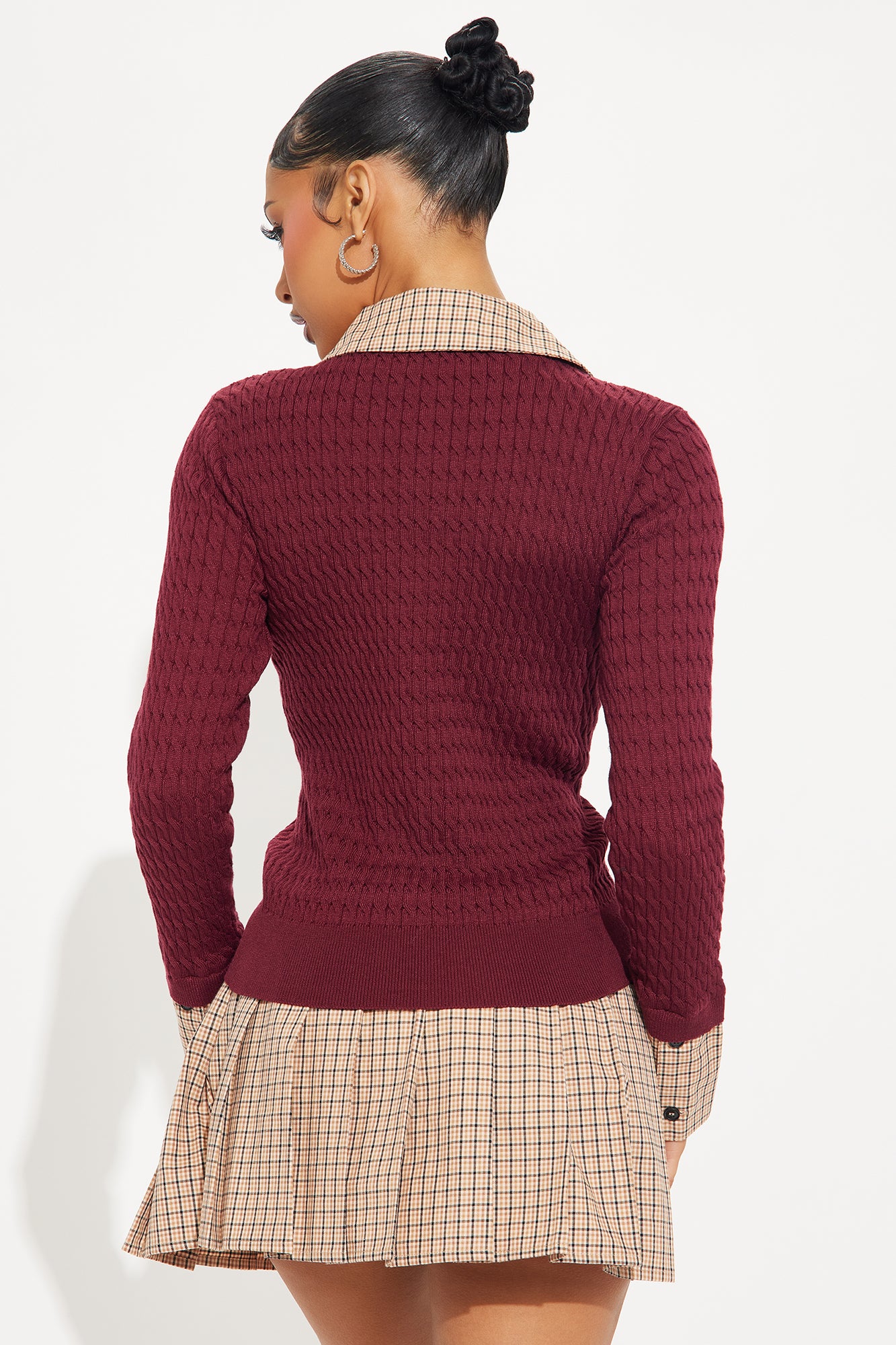 Prep School Skirt Set - Burgundy/combo - Image 3