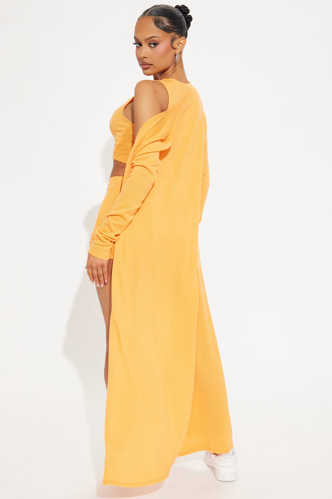 Leylani Ribbed 3 Piece Short Set - Orange - Image 3