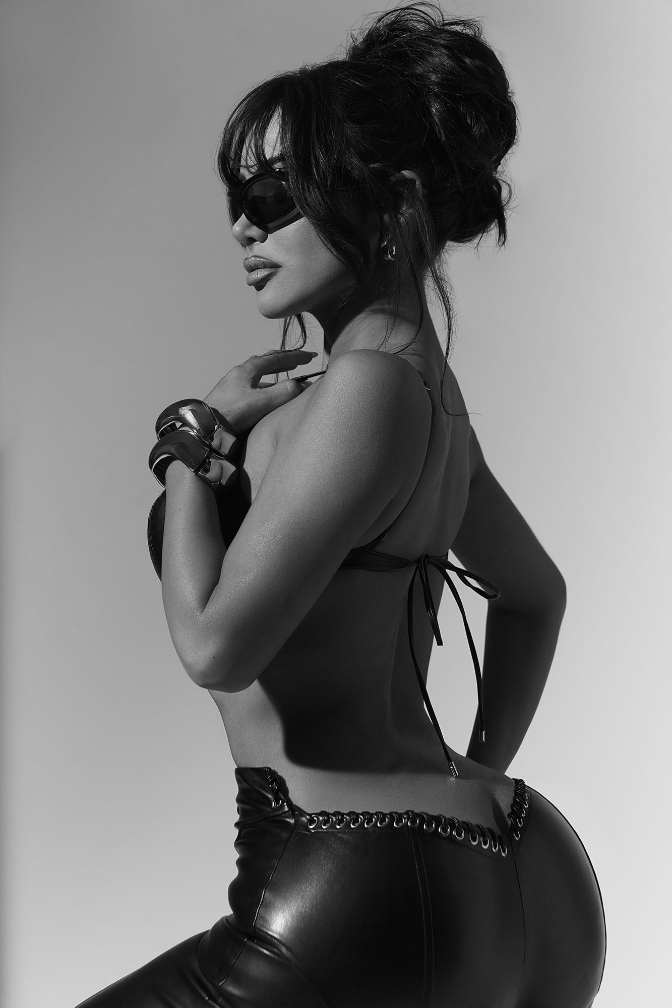 Vivienne Faux Leather Lace Up Pant - Black - Image 6