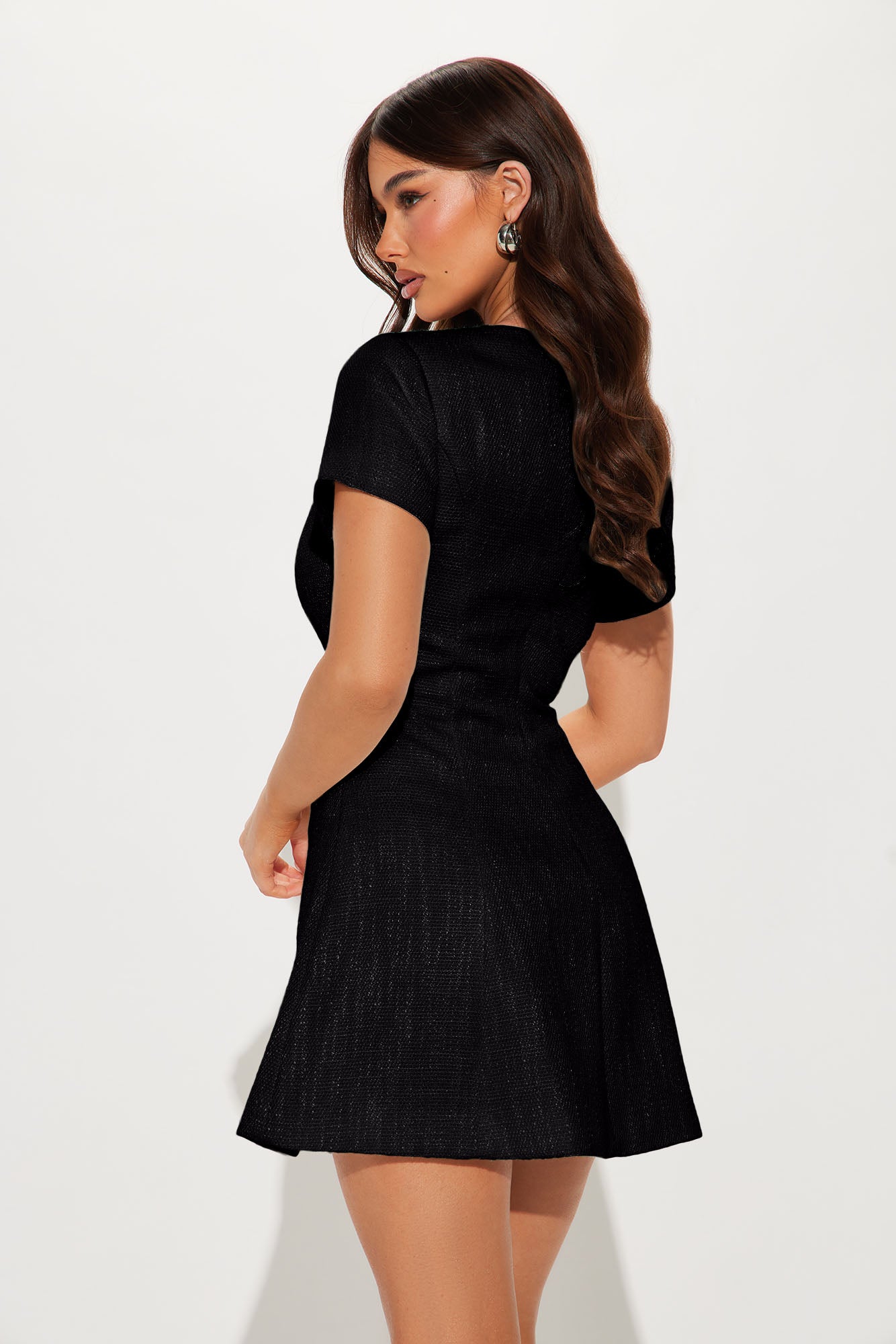 Alora Tweed Mini Dress - Black - Image 4