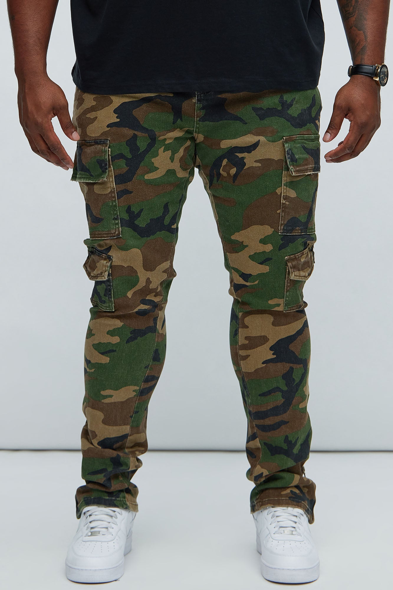 Convertible Stacked Skinny Flare Jeans - Camouflage - Image 6