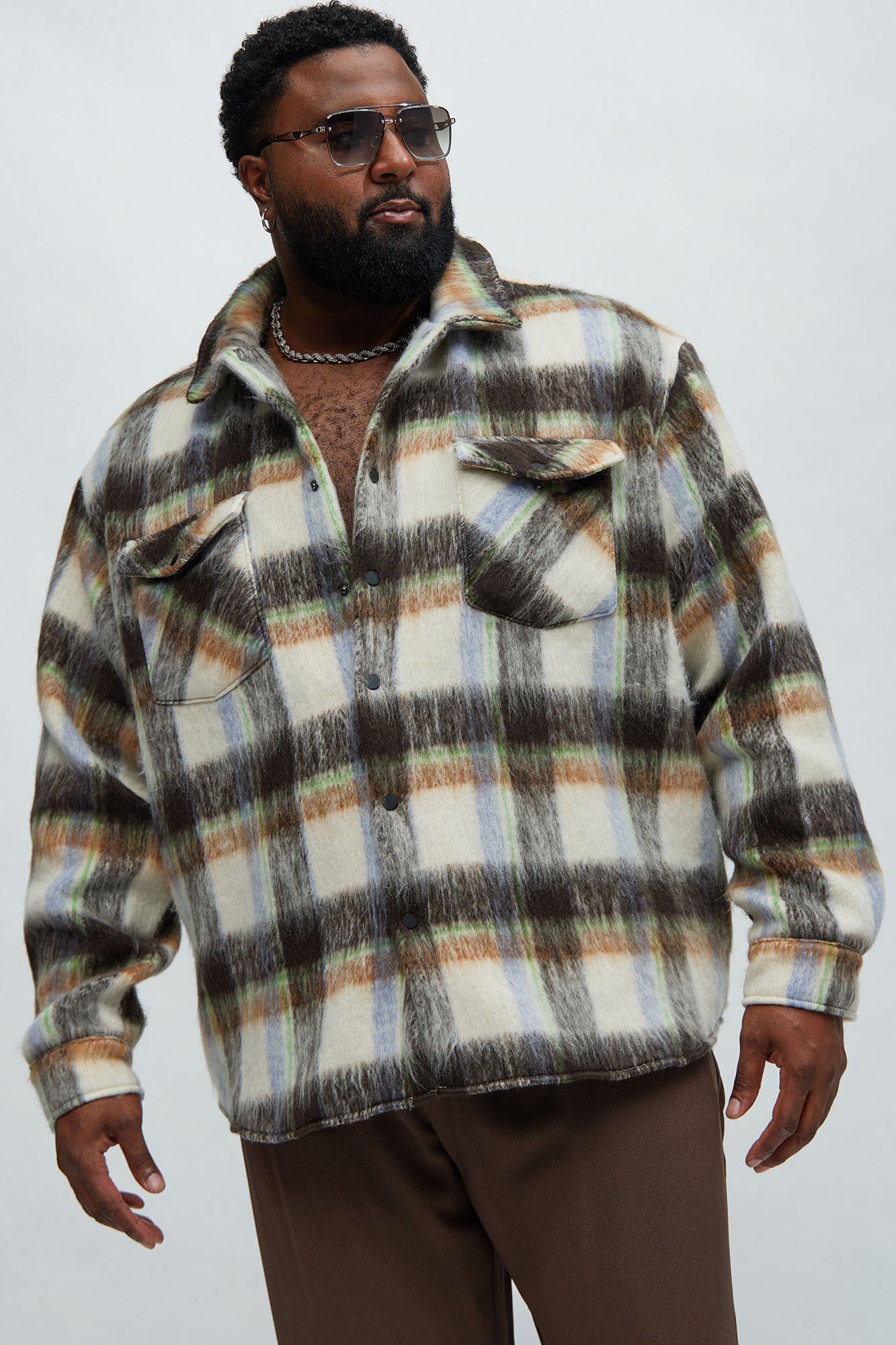 Aurora Mohair Oversized Shirt - Brown/combo - Image 5