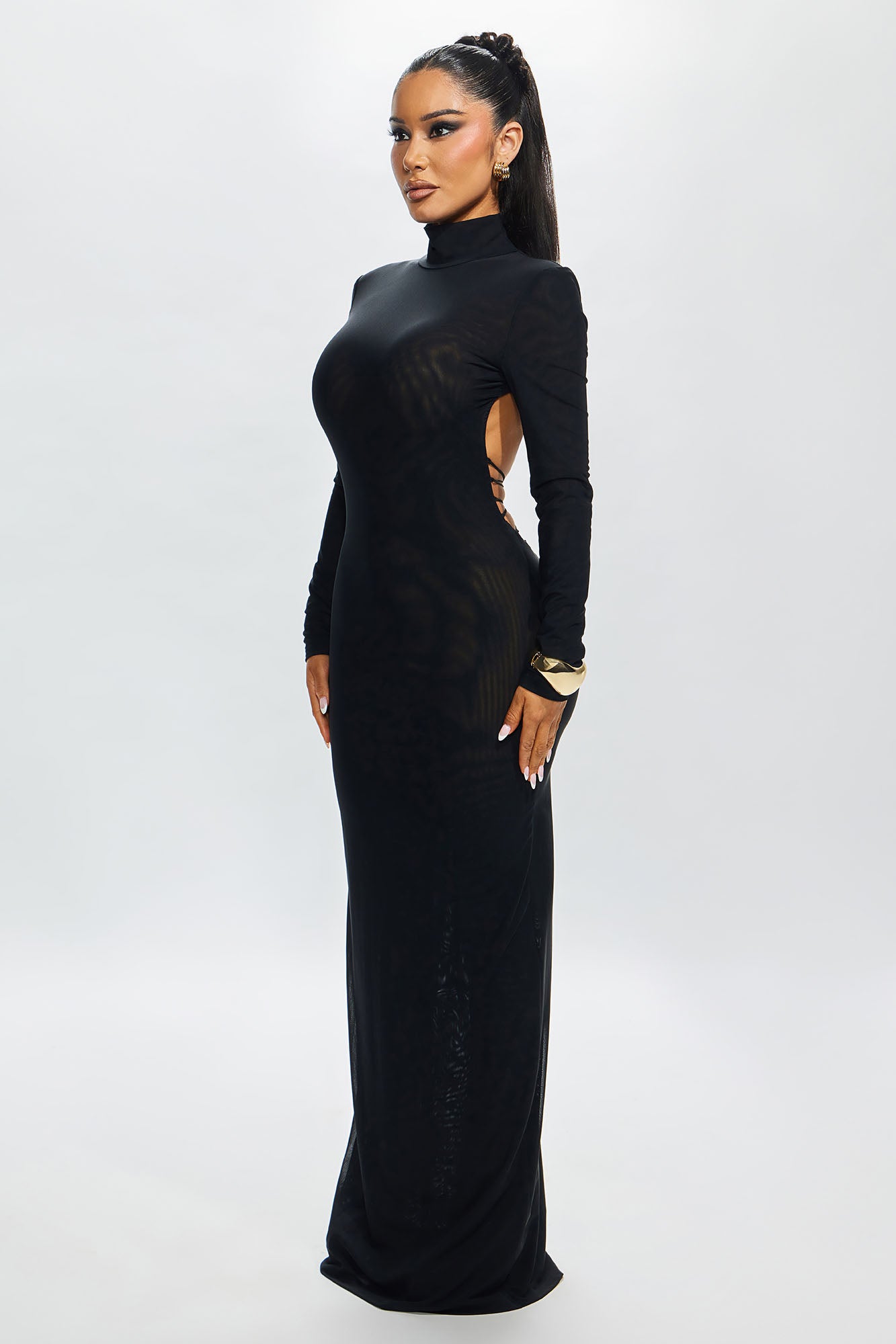 Suki Open Back Maxi Dress - Black - Image 3
