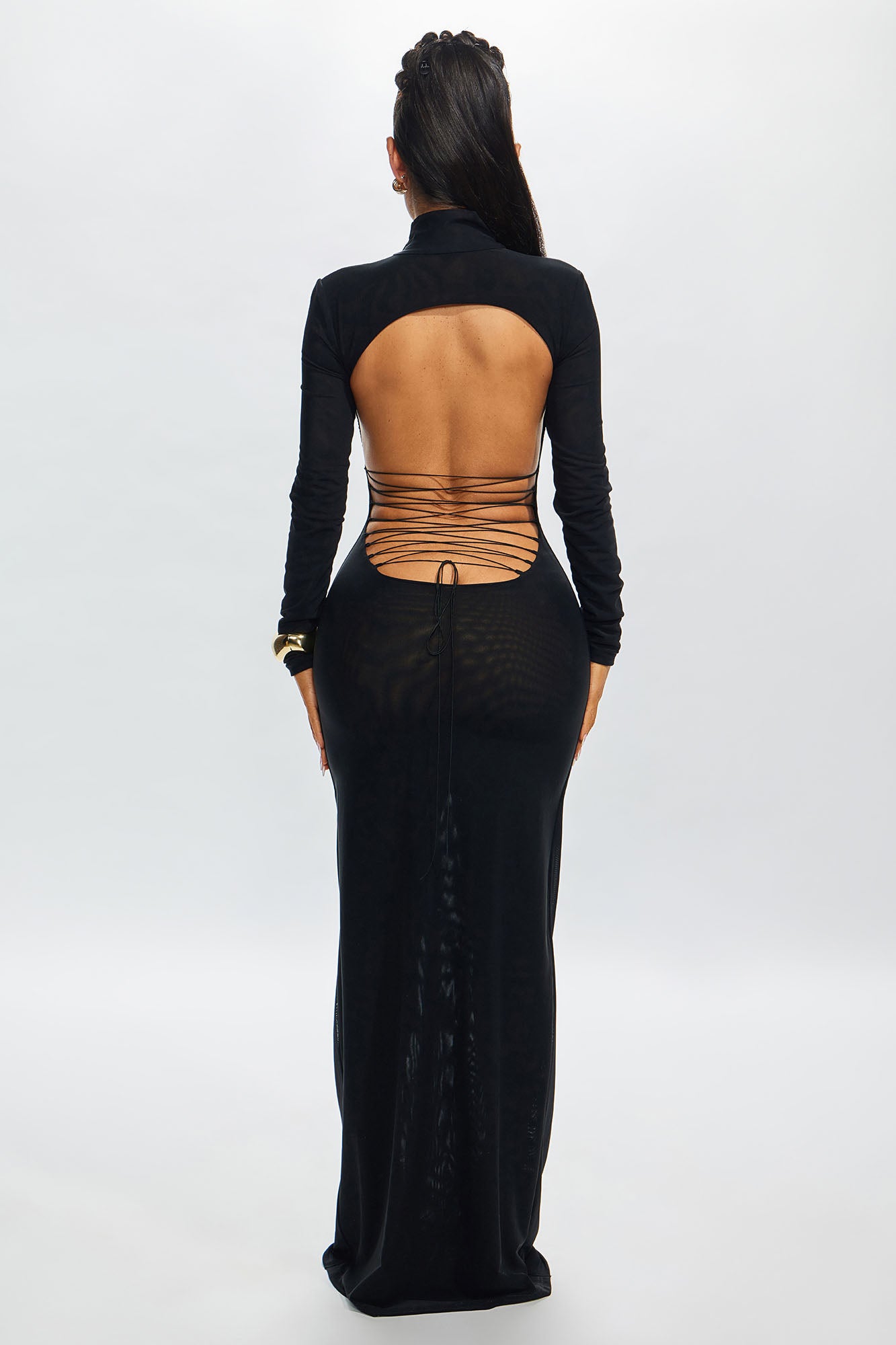 Suki Open Back Maxi Dress - Black - Image 4
