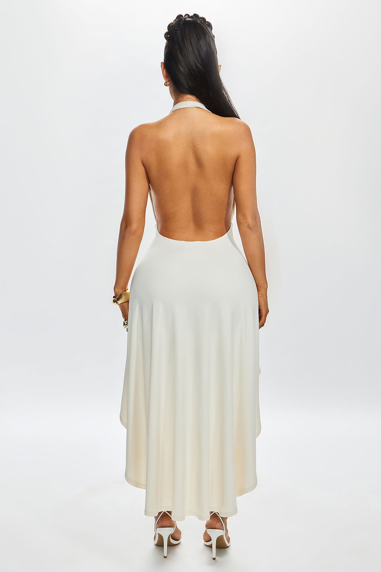 Harper High Low Mini Dress - Cream - Image 4