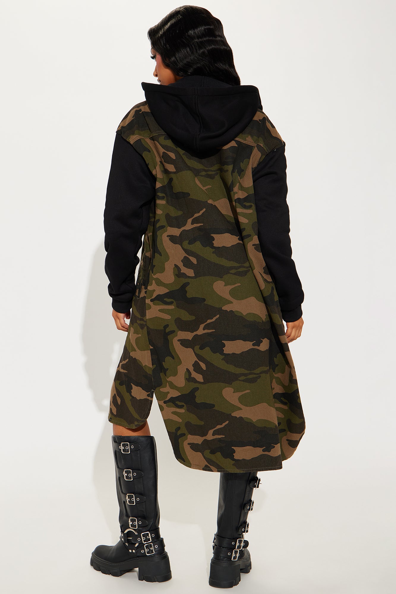 Millie Denim Camo Print Coat - Olive/combo - Image 3