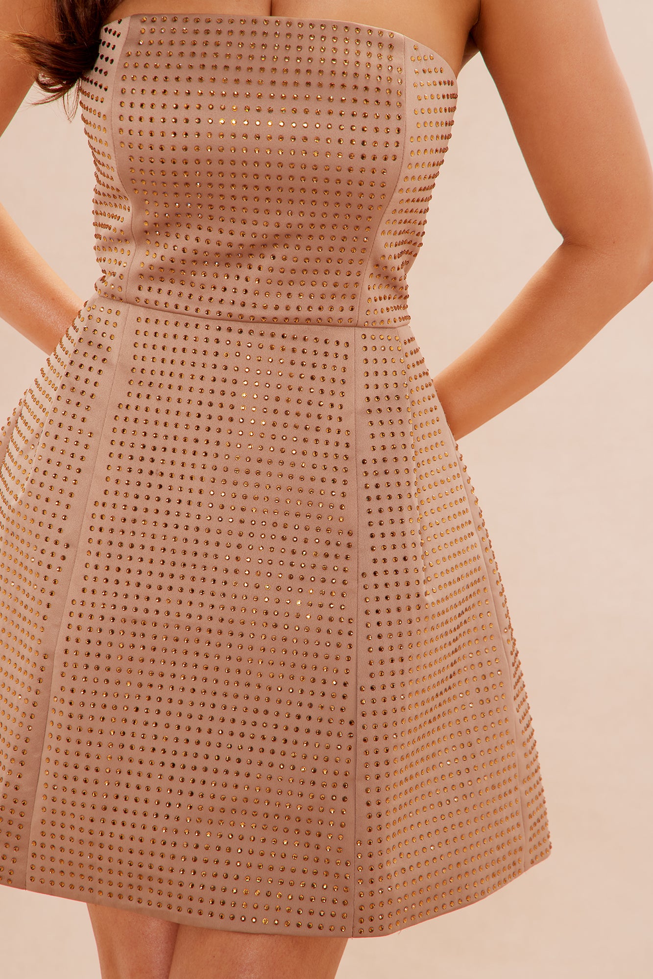 Sweet Fantasy Embellished Mini Dress - Brown - Image 3