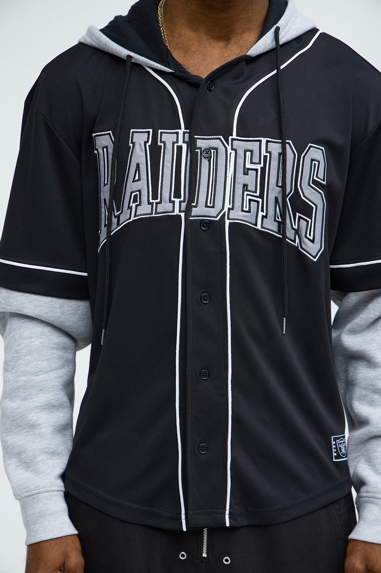 Raiders Clean Up Baseball Hoodie - Grey/Black - Image 3